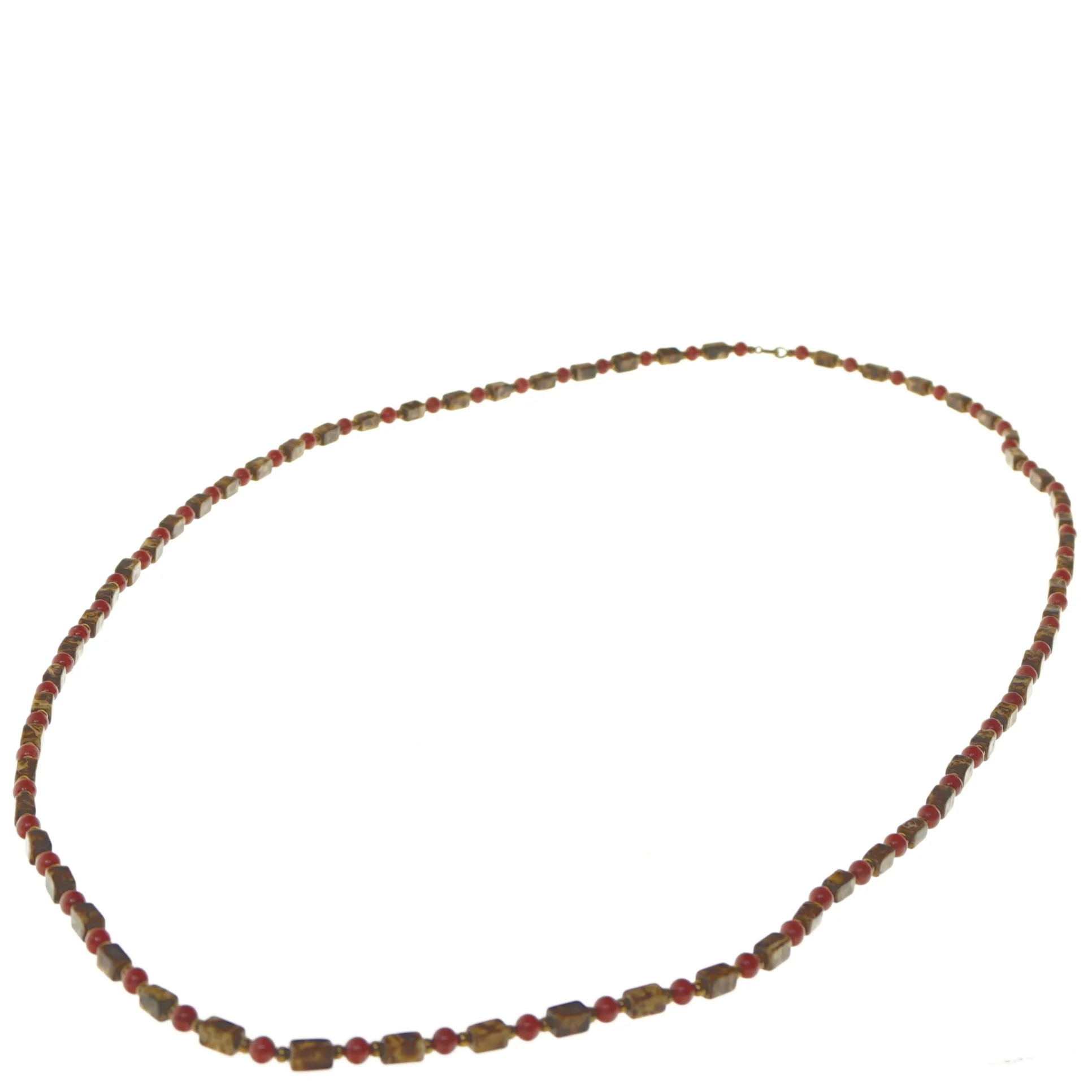 Lang halskæde med farvede perler (str. 124 cm)