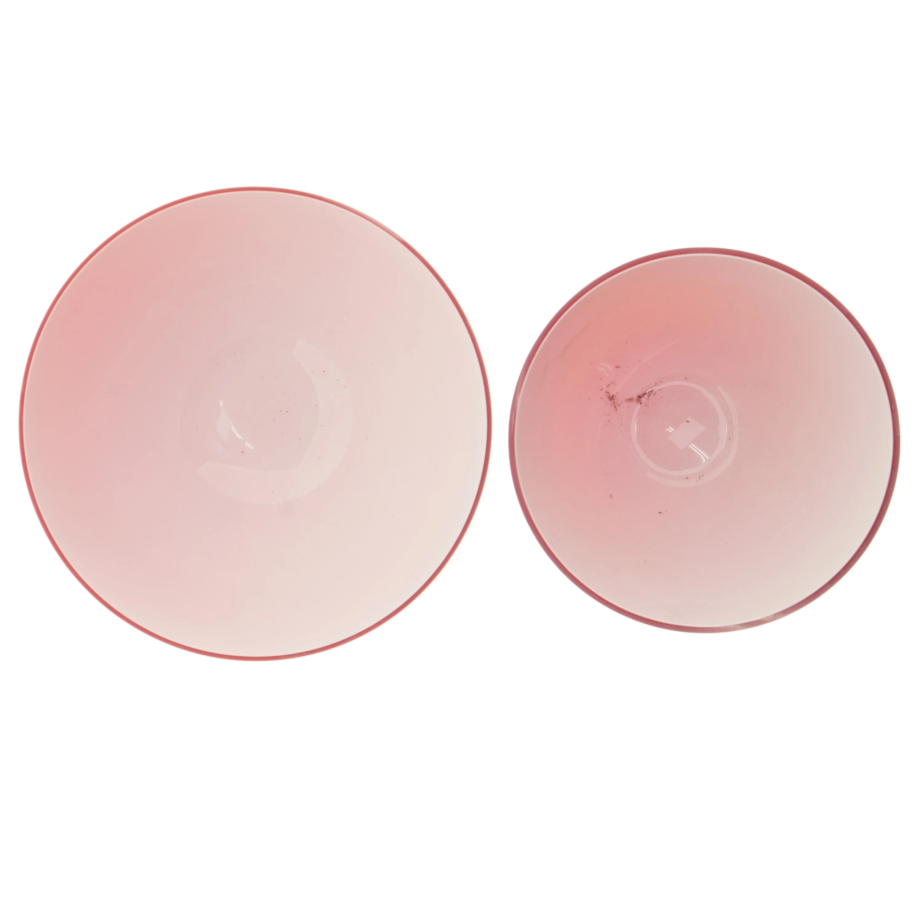 Røde skåle, sæt af 2 fra Holmegaard (str. Ø 25 & 20,5 cm)