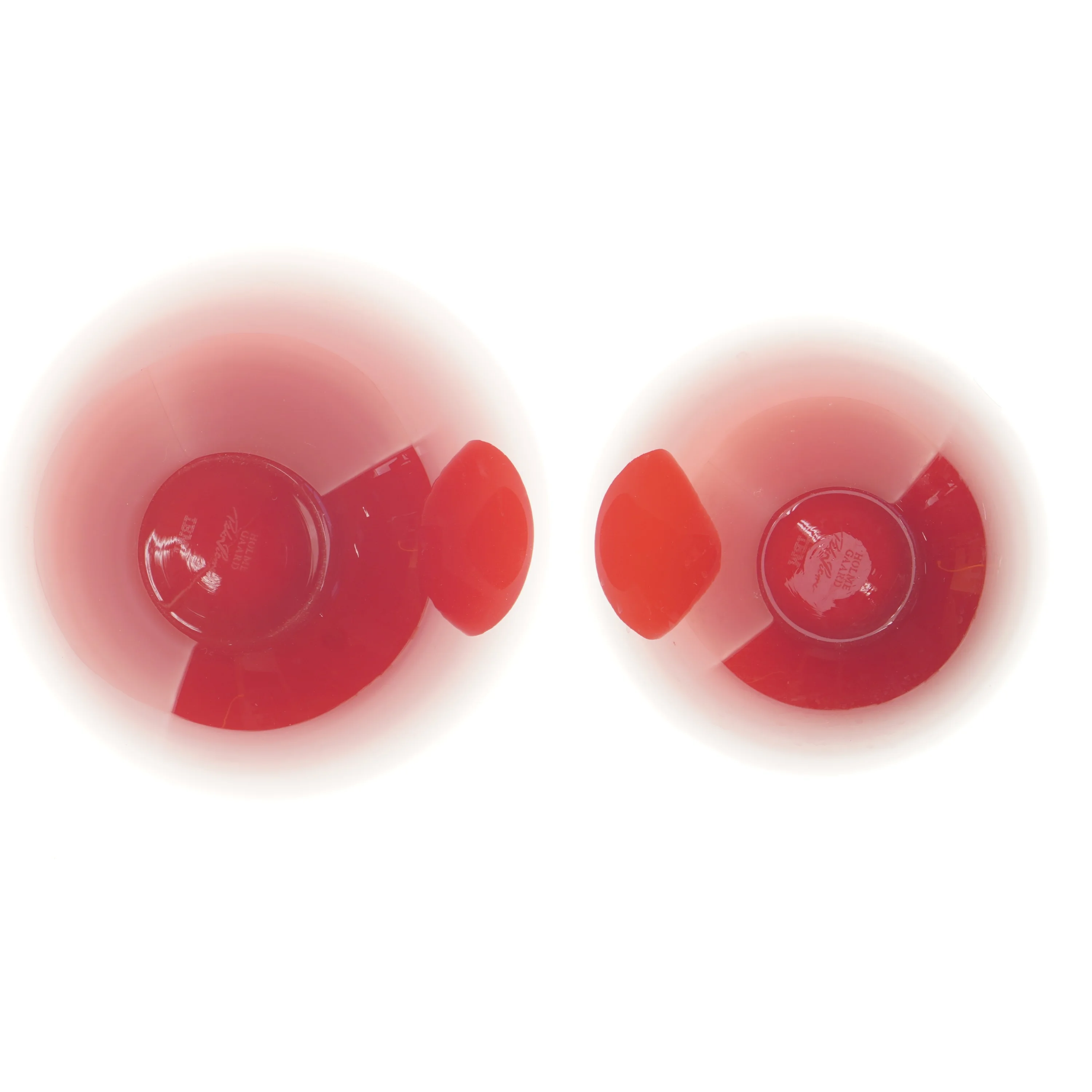 Røde skåle, sæt af 2 fra Holmegaard (str. Ø 25 & 20,5 cm)