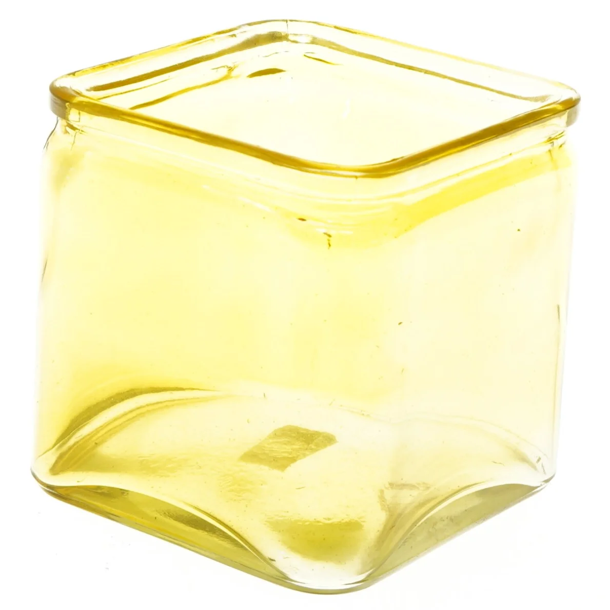 Gul glasvase (str. 12x12x12 cm)