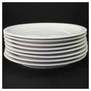 8 middagstallerkener, hvidt porcelæn (str. 23,5 cm)