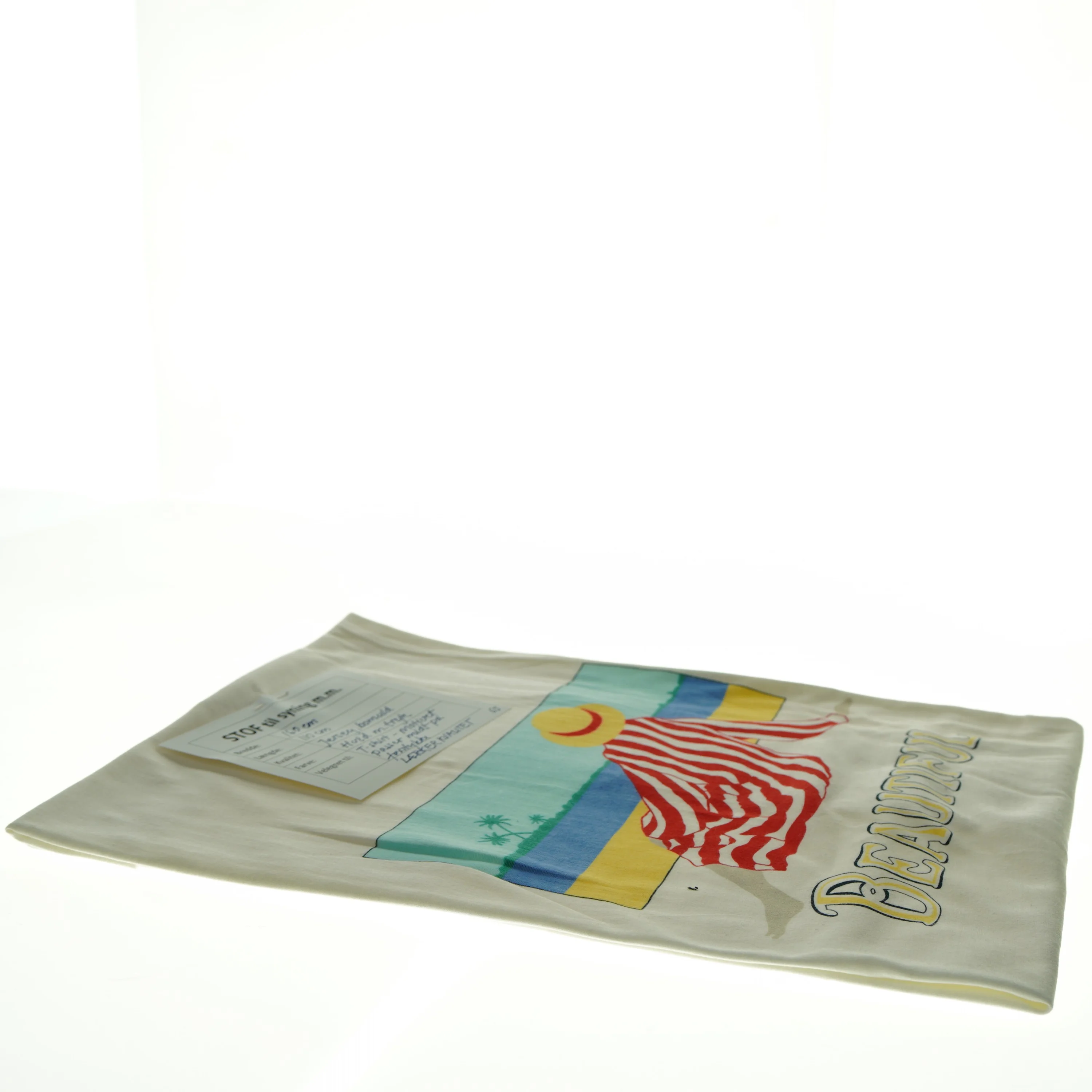 Stof, hvid bomuldsjersey med trykt motiv (160 cm x 110 cm) (str. 160 x 110 cm)