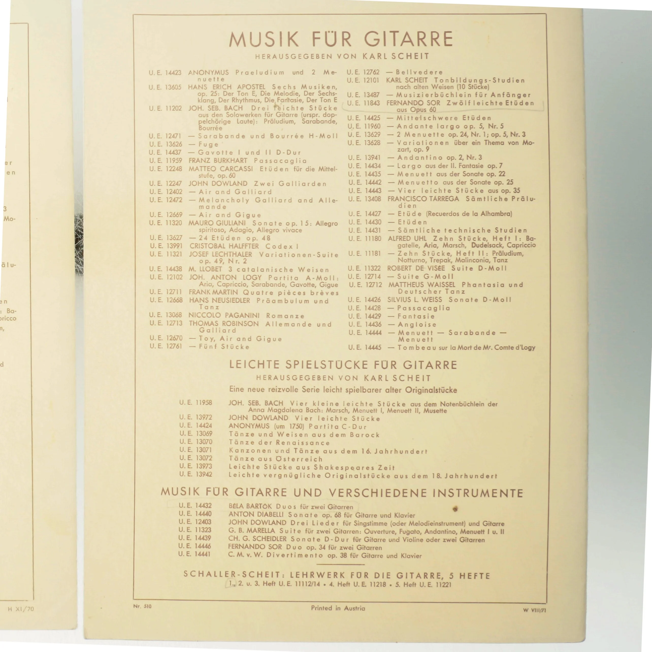 Noder til guitar fra Universal Edition