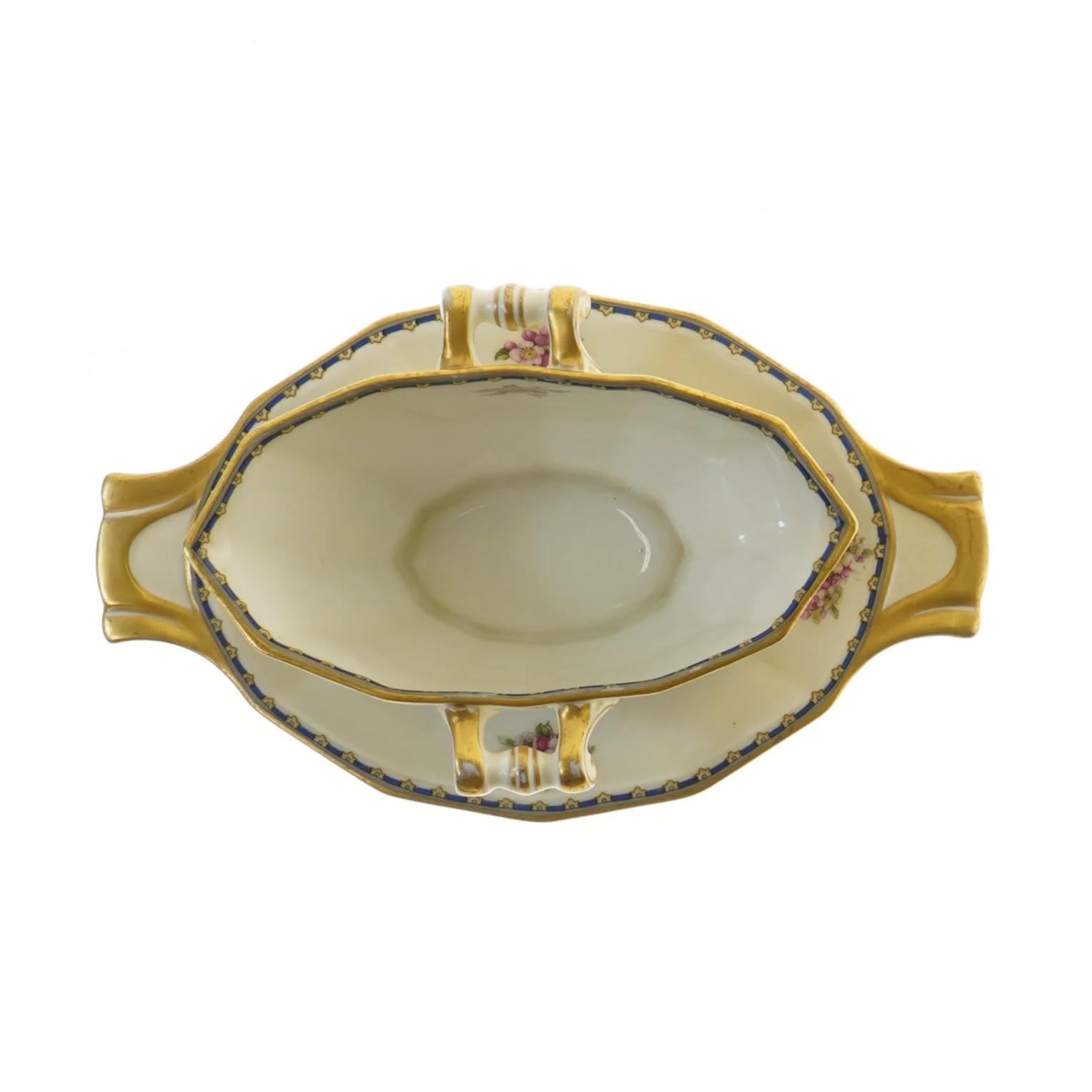 Smuk sovseskål med underskål, Schlaggenwald (str. Ø 26xØ15x8 cm)