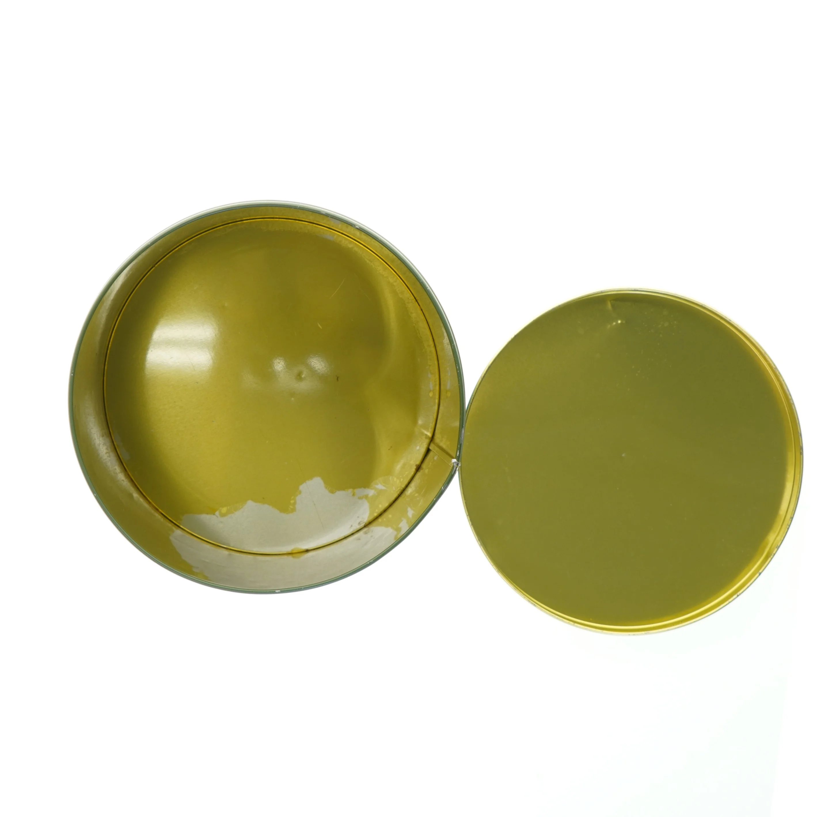 Metaldåse med jordbærmotiv (str. Ø. 17 cm. længde. 20 cm)