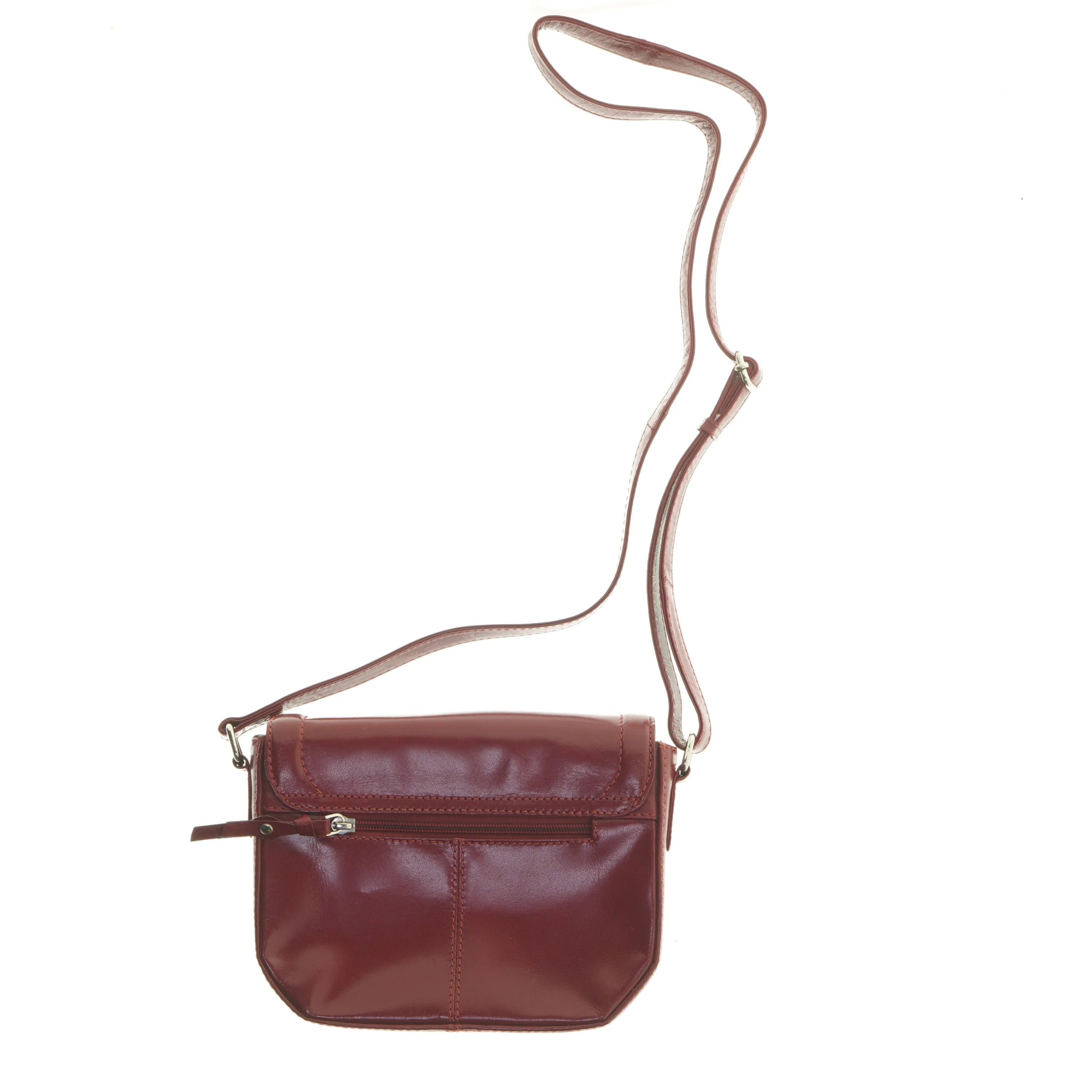 Rød læder skuldertaske (str. 23x17,5 cm)