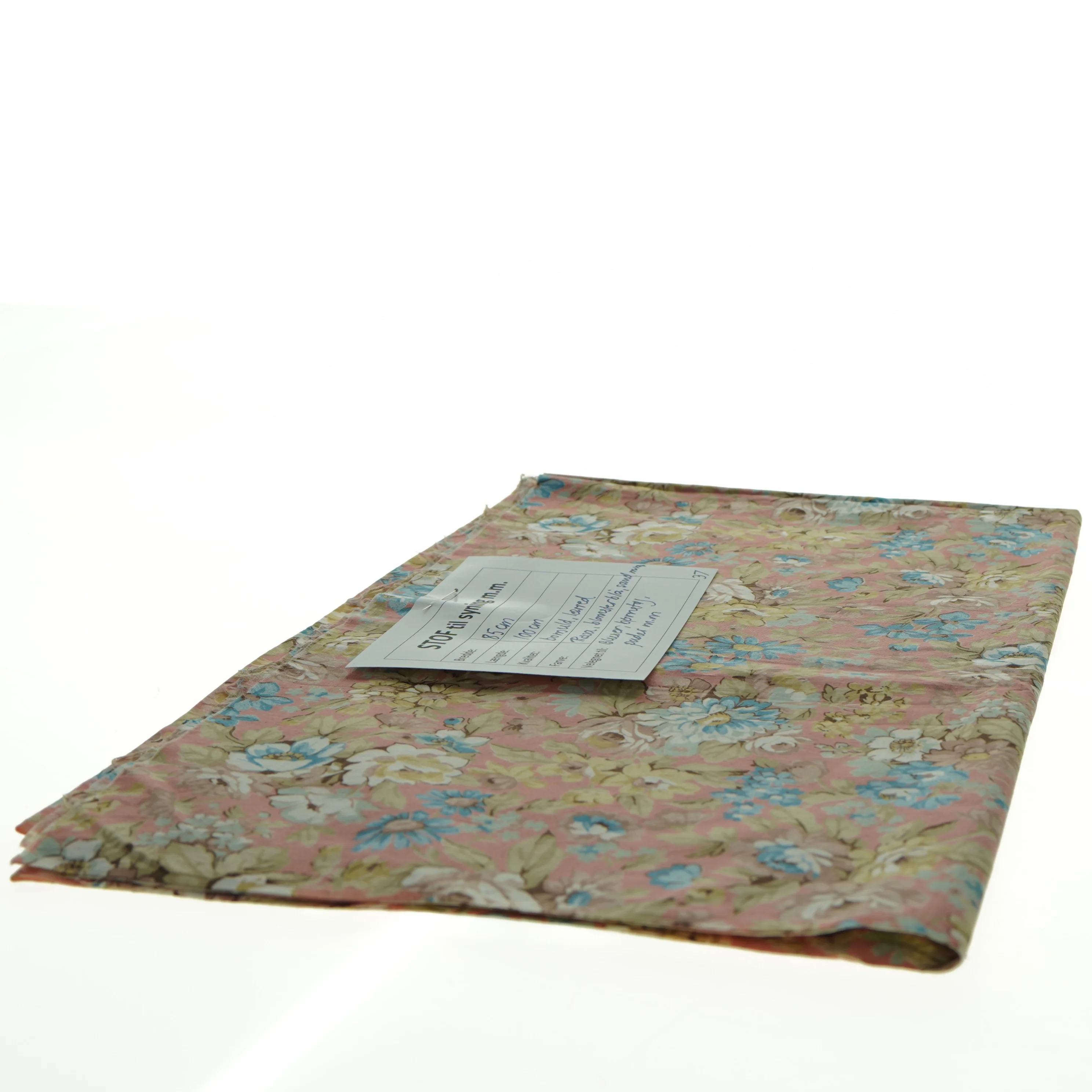 Blomstret bomuldsstof (85 x 100 cm)