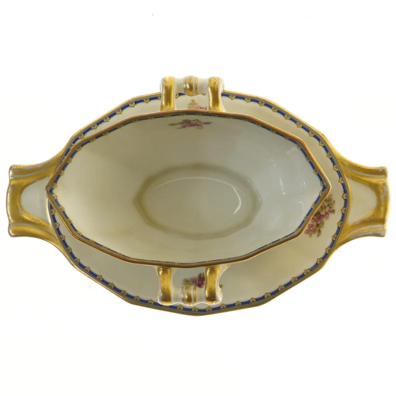 Smuk sauceskål med underskål, Schlaggenwald(str. Ø 26x Ø 15x8 cm)