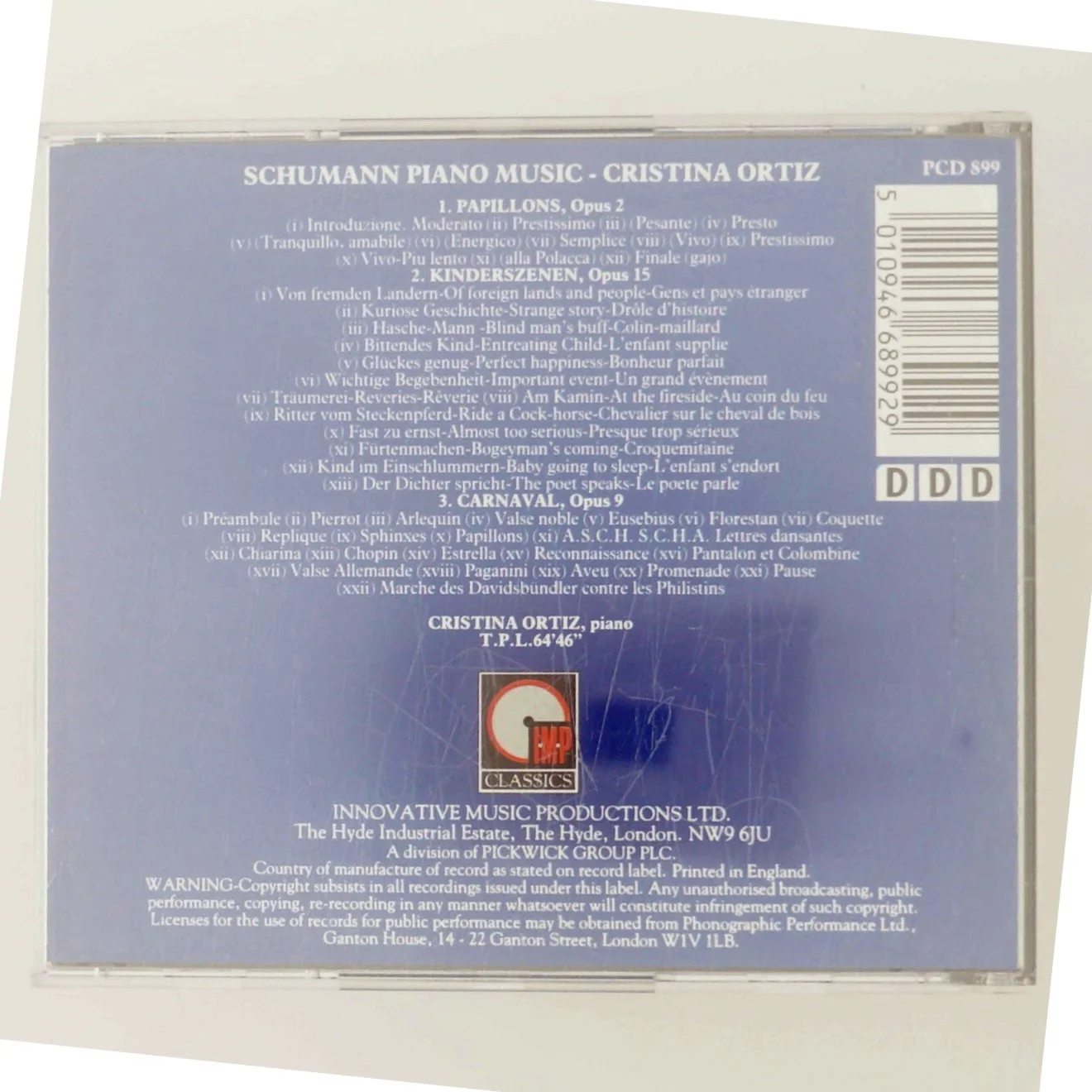 Papillons+Carnaval+Kinderszenen / C.Ortiz med Cristina Ortiz (DVD)