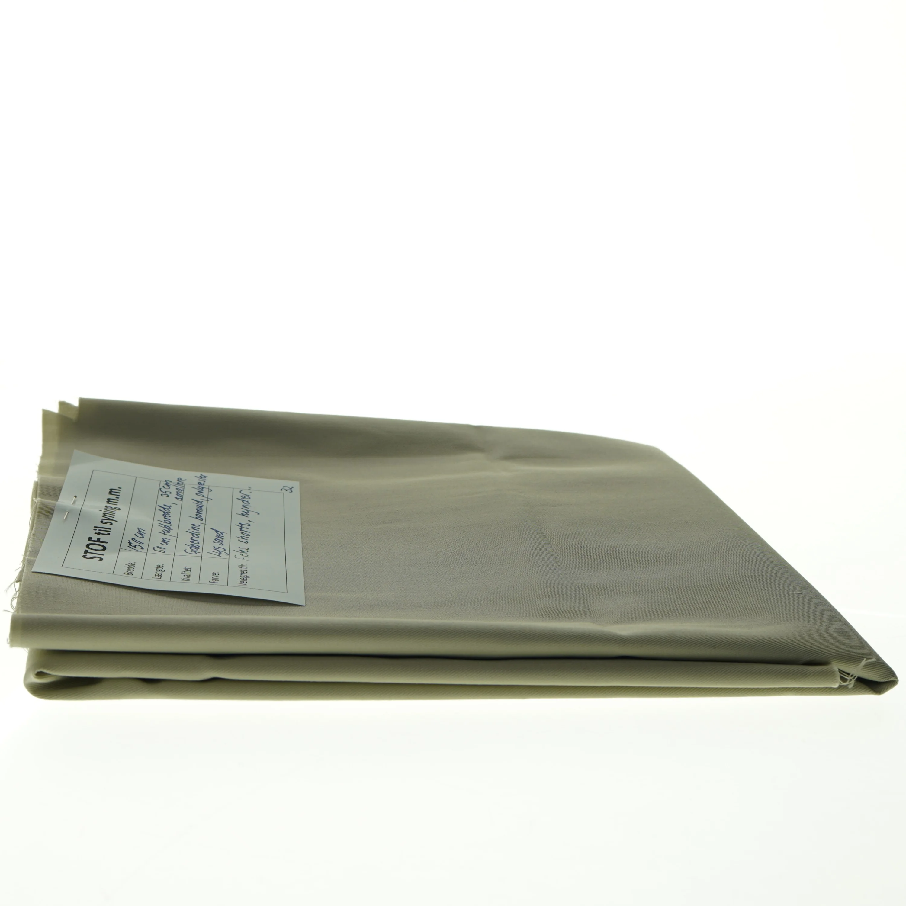 Stof, gabardine, lys sandfarve (150 cm x 50 cm + 35 cm)