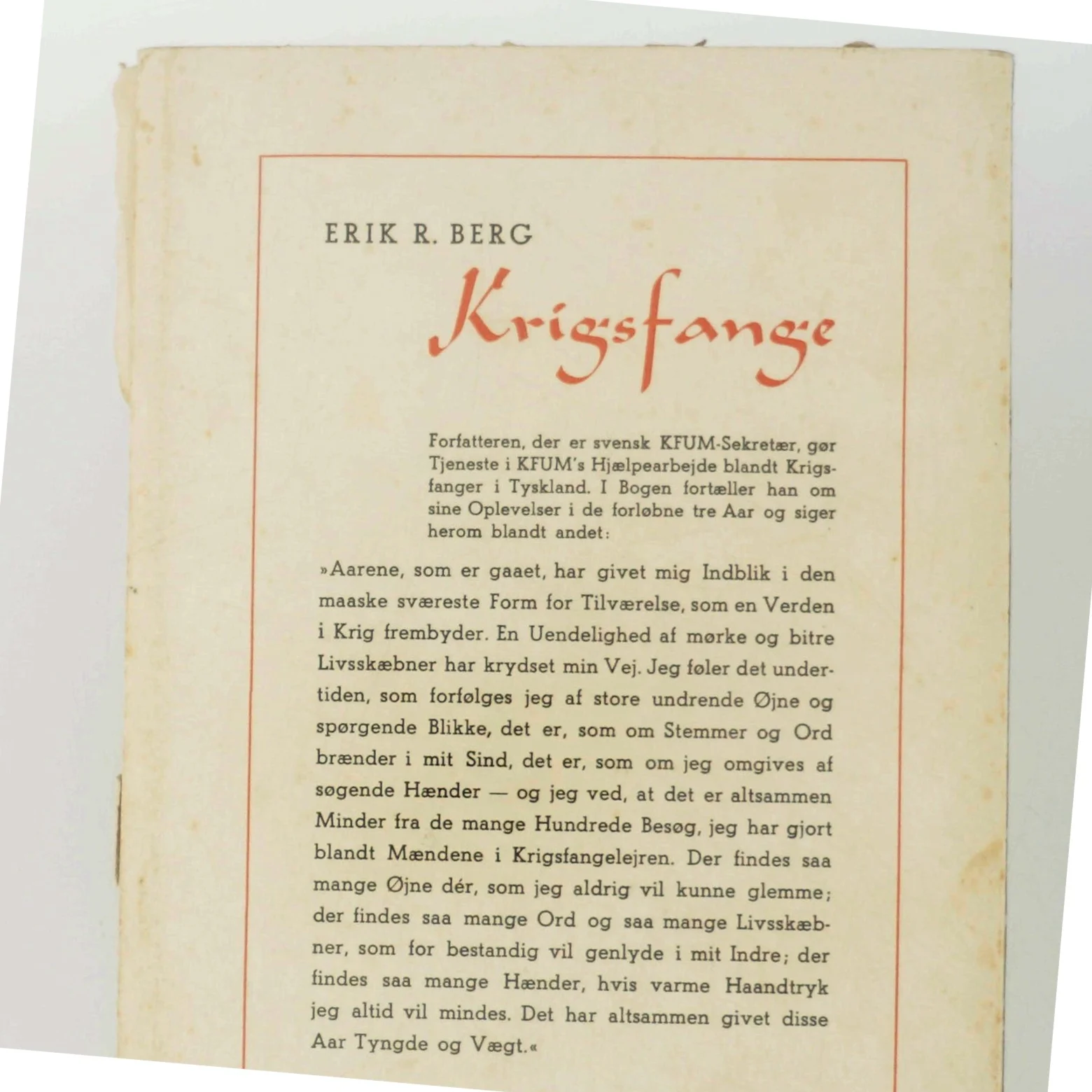 Krigsfange af Erik R. Berg (Bog)