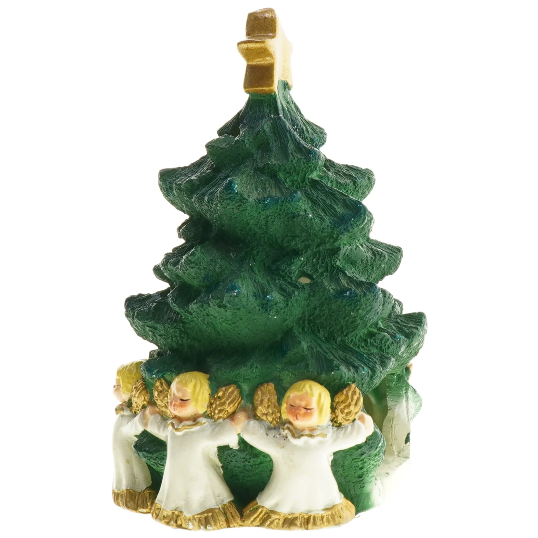 Juletræ med engle, keramik, til lys