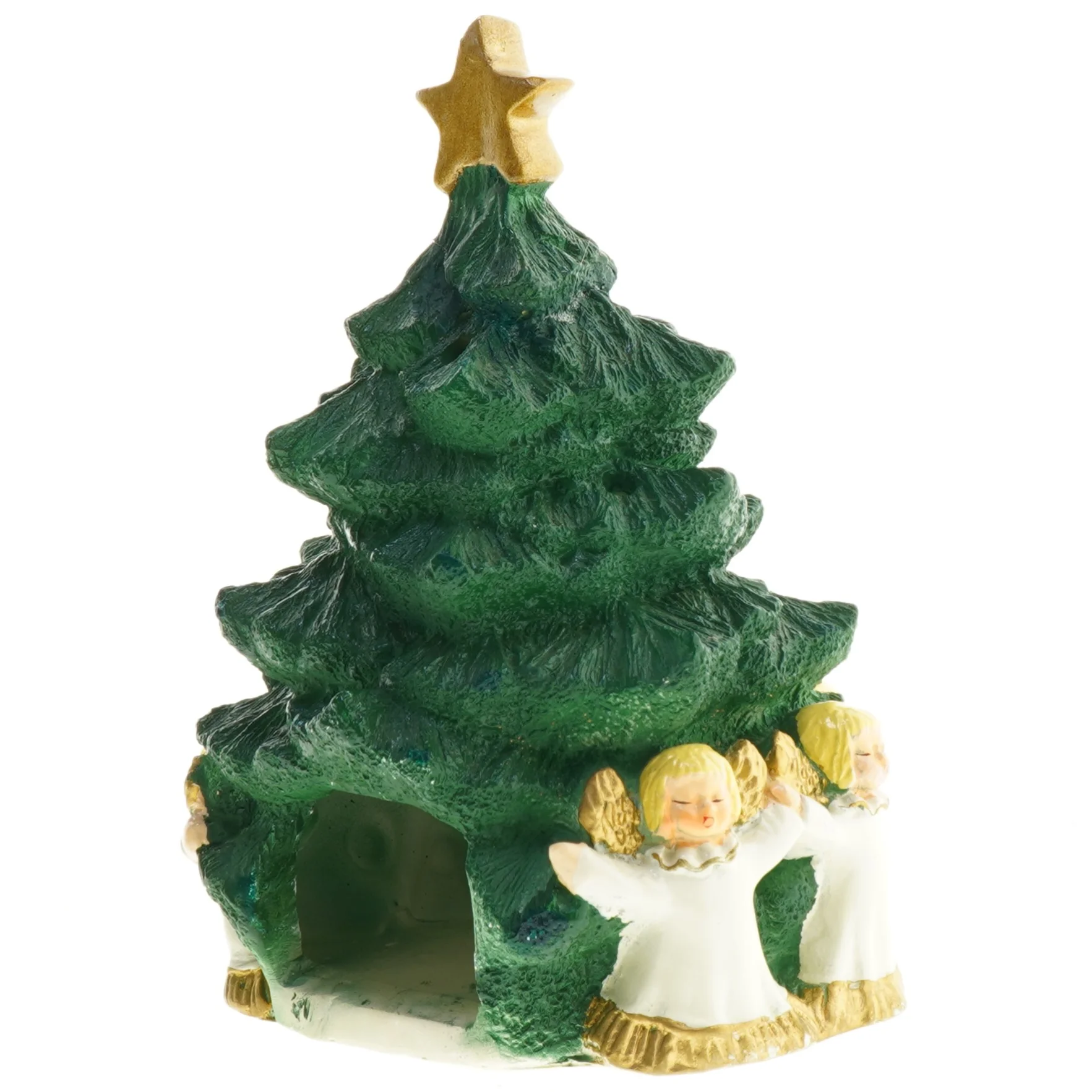 Juletræ med engle, keramik, til lys