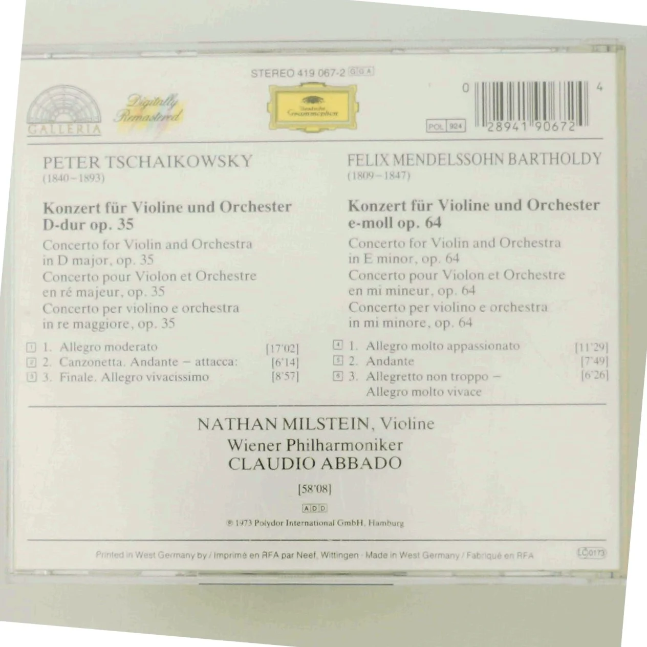 Tchaikovsky / Mendelssohn: Violin Concertos med Nathan Milstein (DVD)