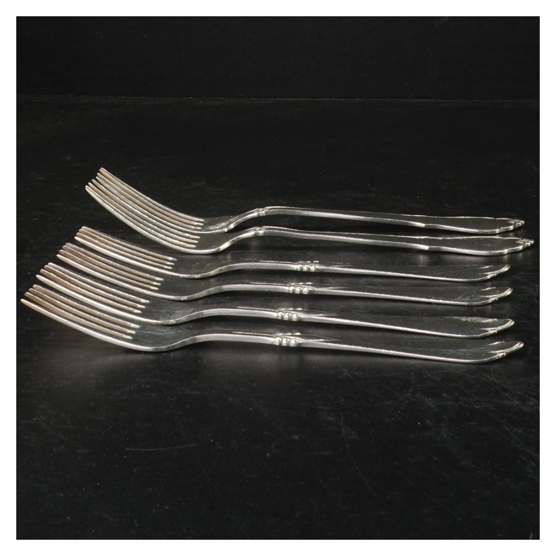 6 gafler, 2-tårnet sølvplet 