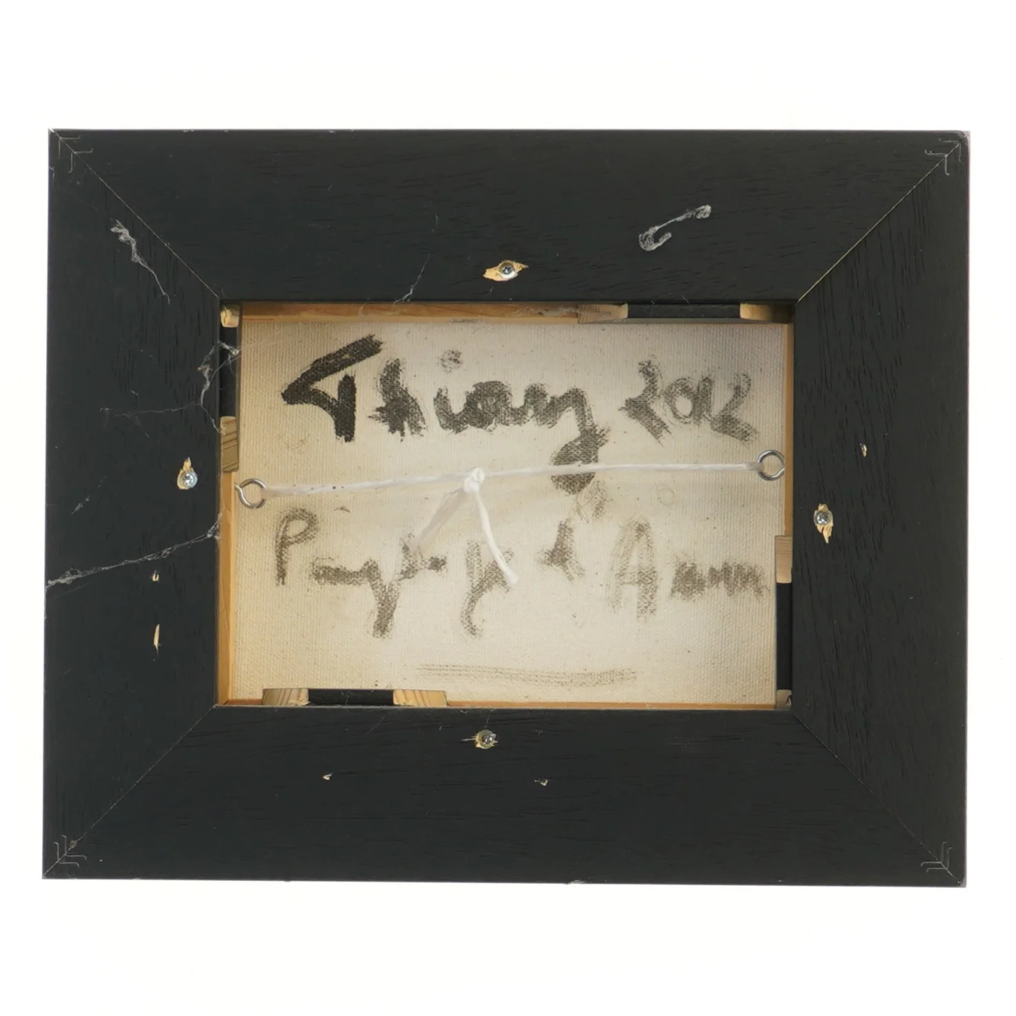 Maleriet i sort ramme (str. 22x4x27 cm)