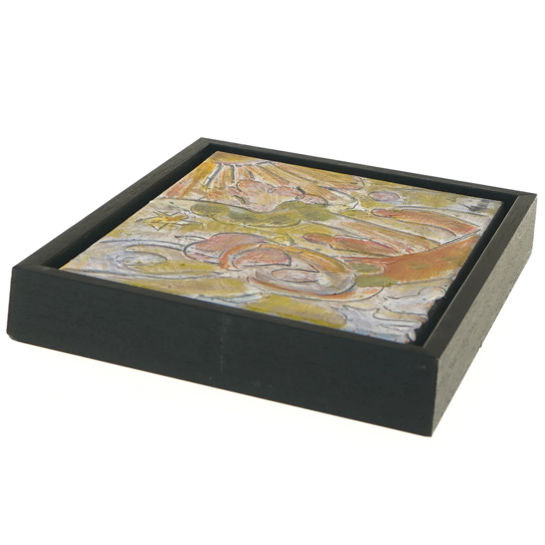 Maleriet i sort ramme (str. 22x4x27 cm)