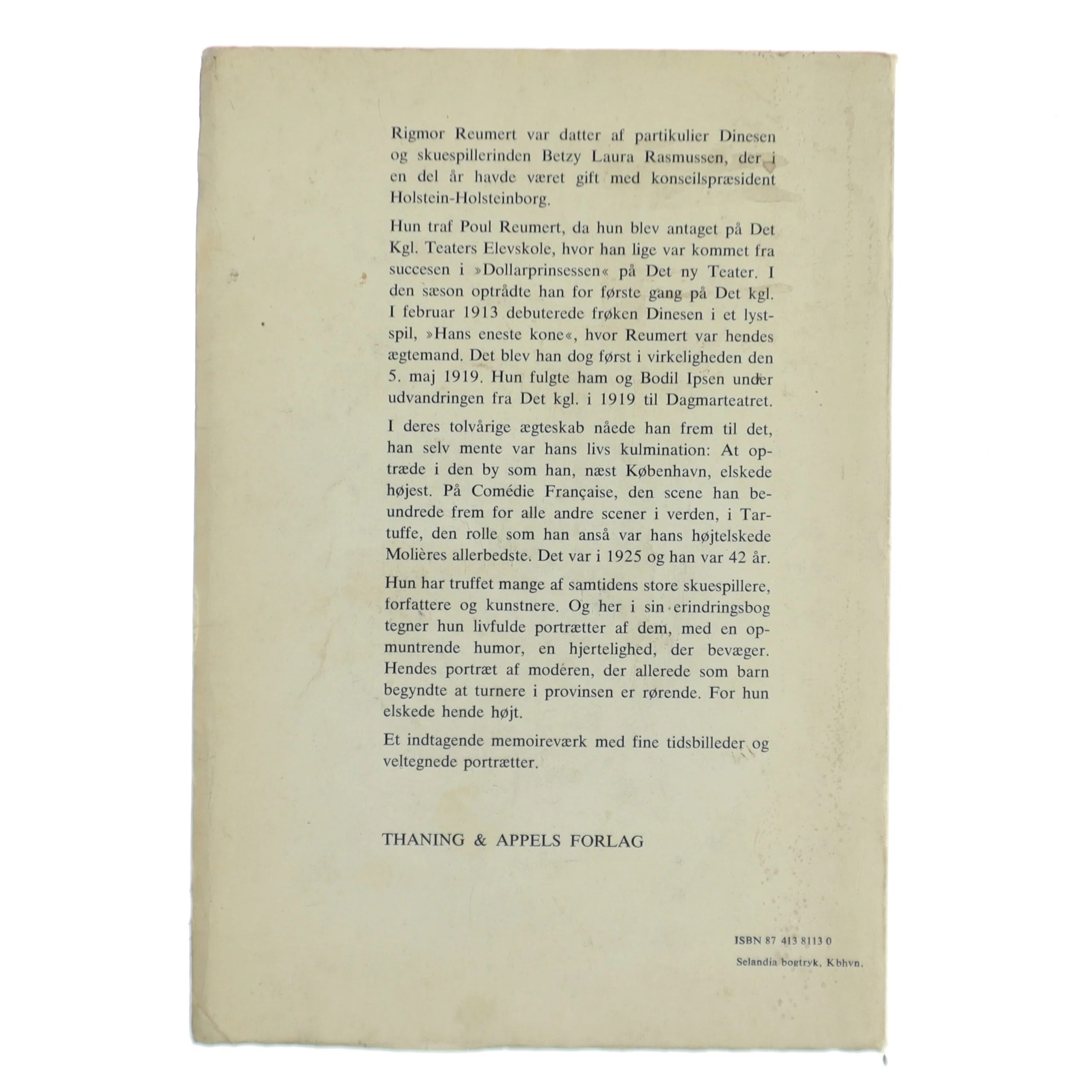 Rigmor Reumert: Erindringer om Poul Reumert og mit teaterliv