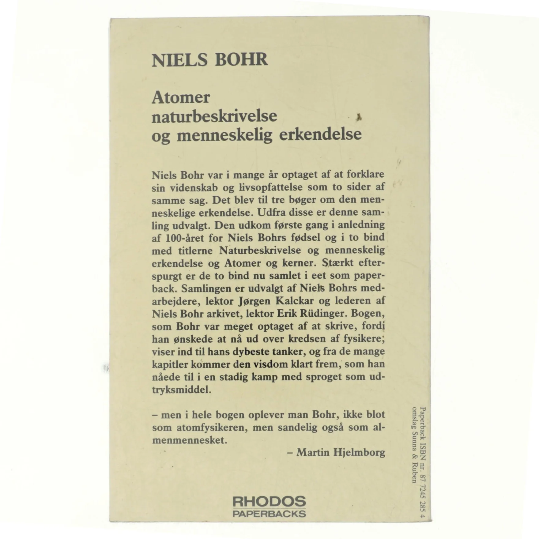 Atomer, narturbeskrivelse og menneskelig fortåelse af Niels Bohr (bog)