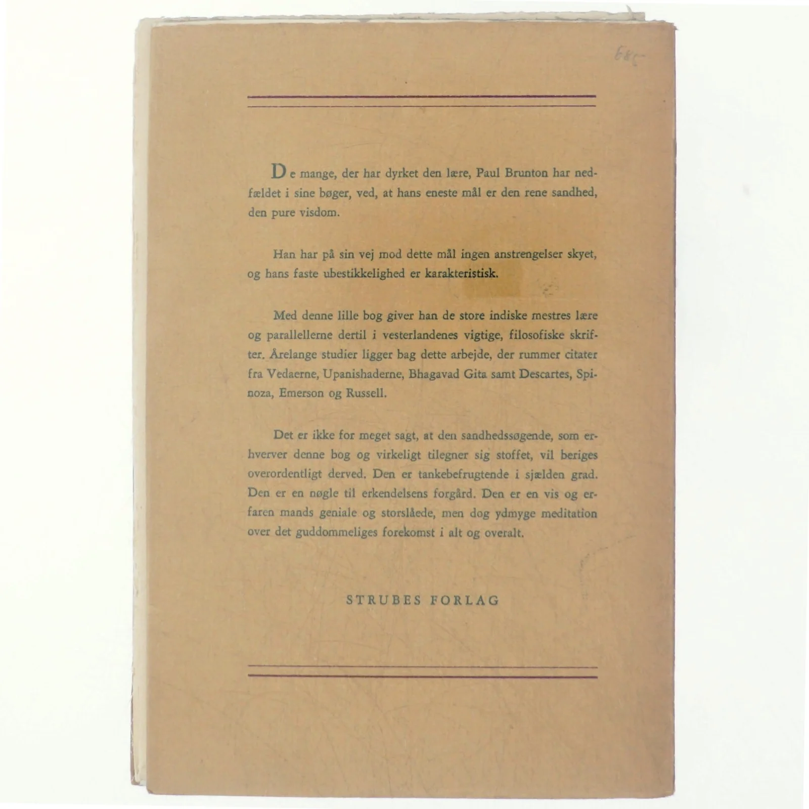 Indisk visdom og vesterlandsk tænkning af Paul Brunton (bog)