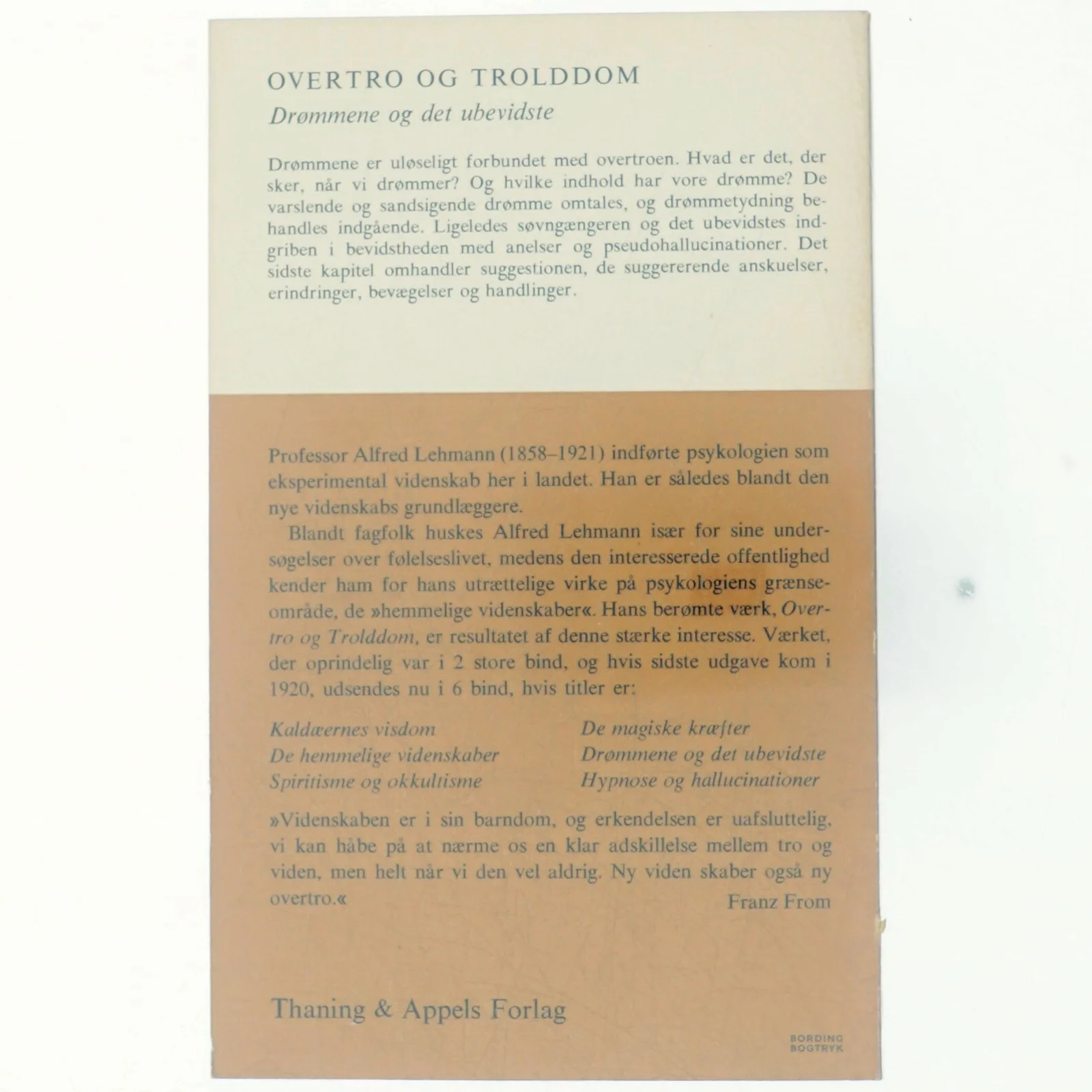 Overtro og trolddom. Drømmene og det ubevidste af Alfred Lehmann (bog)