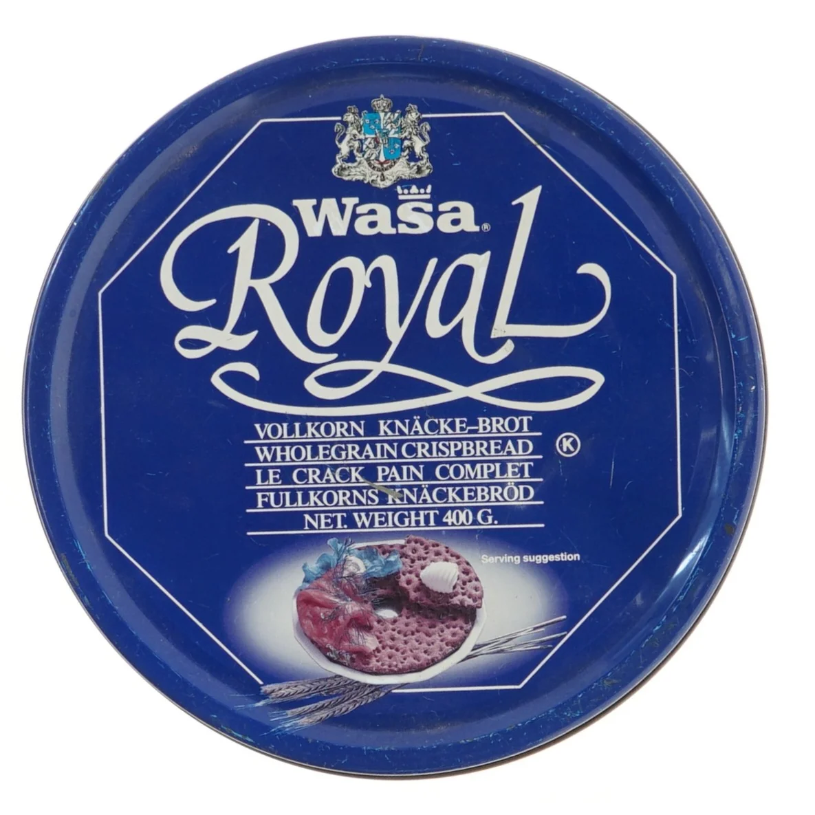 Wasa Royal metalbeholder fra Wasa (str. Ø 19,5 cm længde 16 cm)