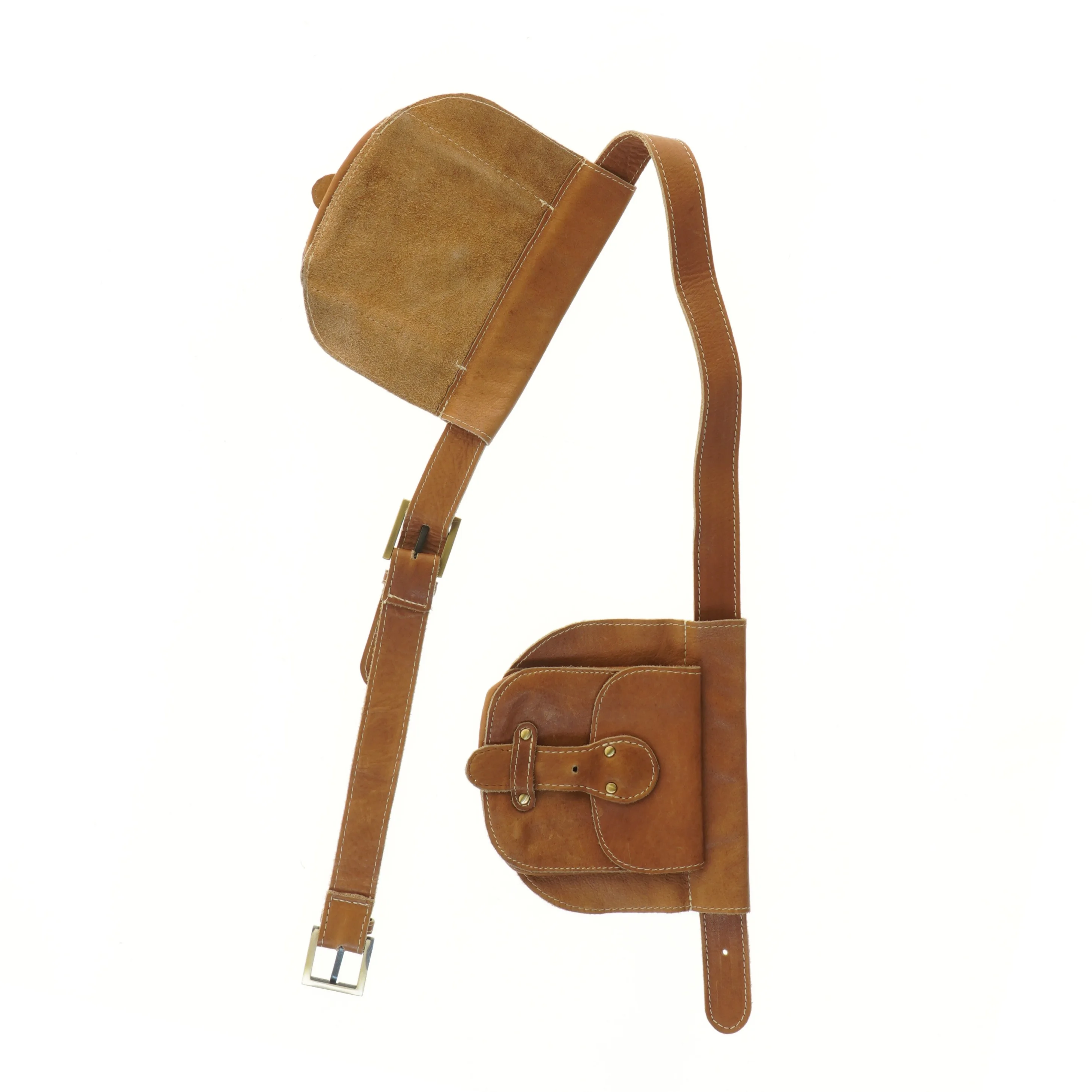 Brun læder bælte taske (str. 65 cm)