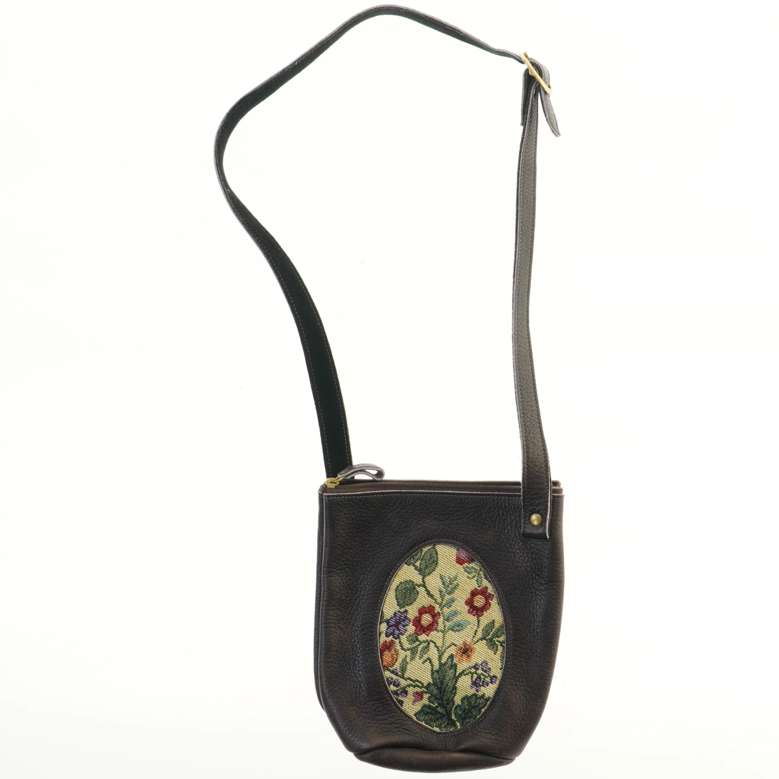 Vintage skuldertaske med blomstermotiv (str. 26x22 cm)