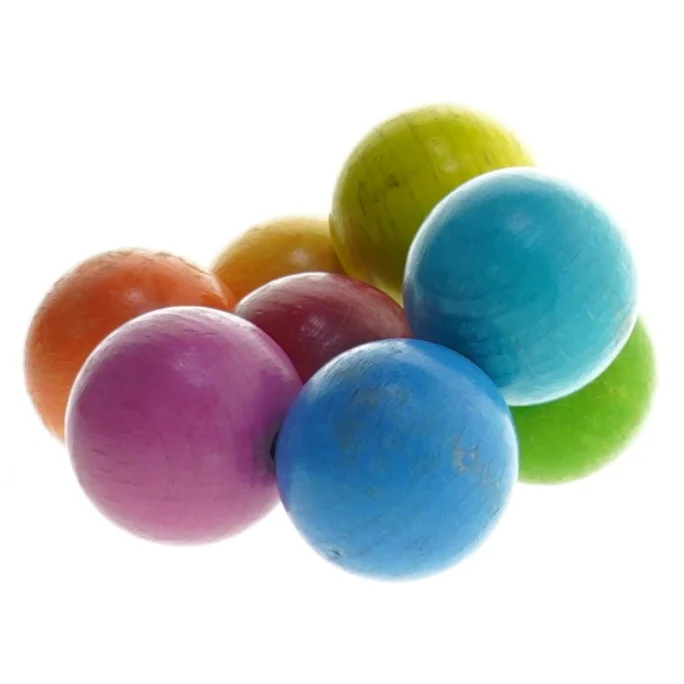 Farverige kugler i træ (str. 11 cm)