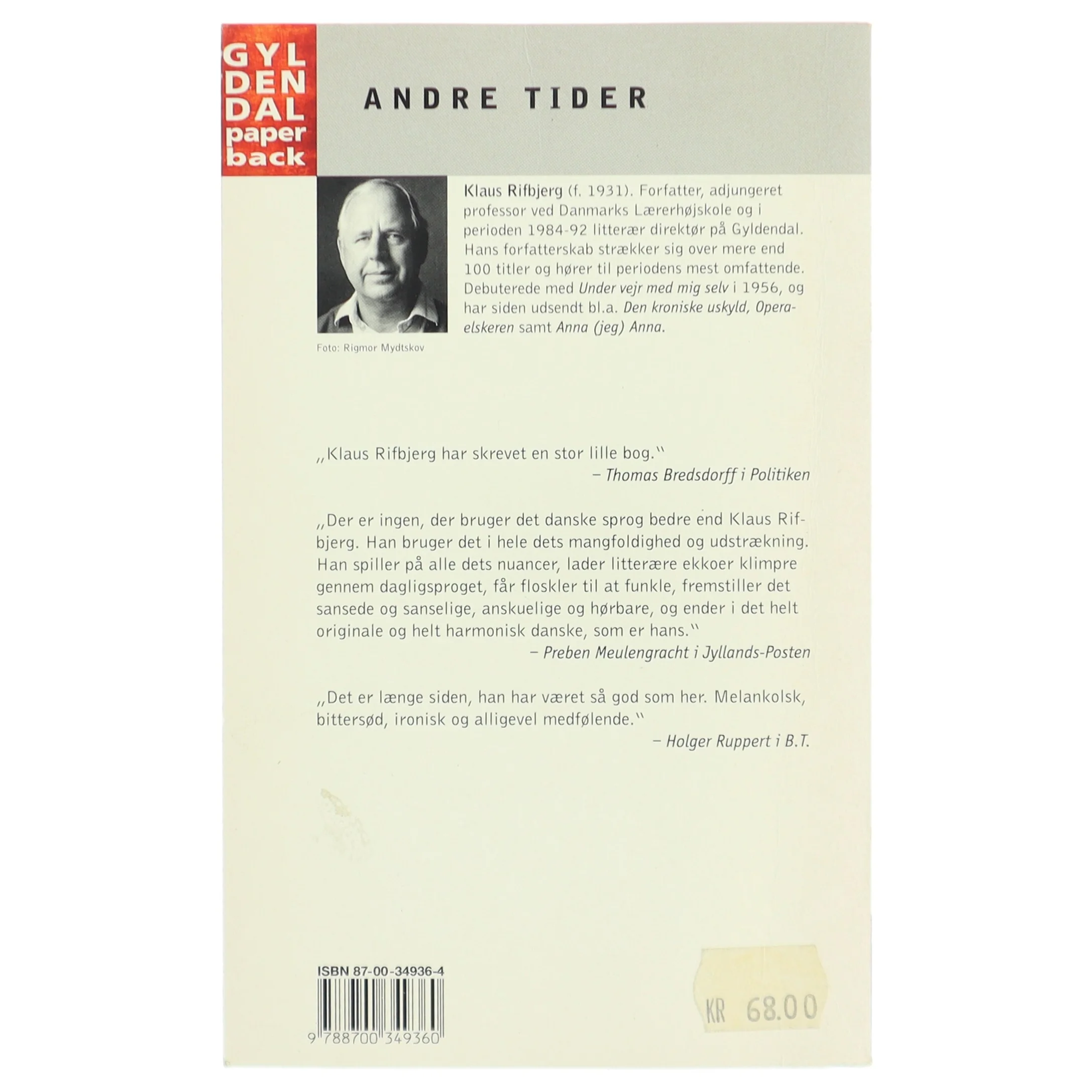 Andre tider : noveller af Klaus Rifbjerg (Bog)