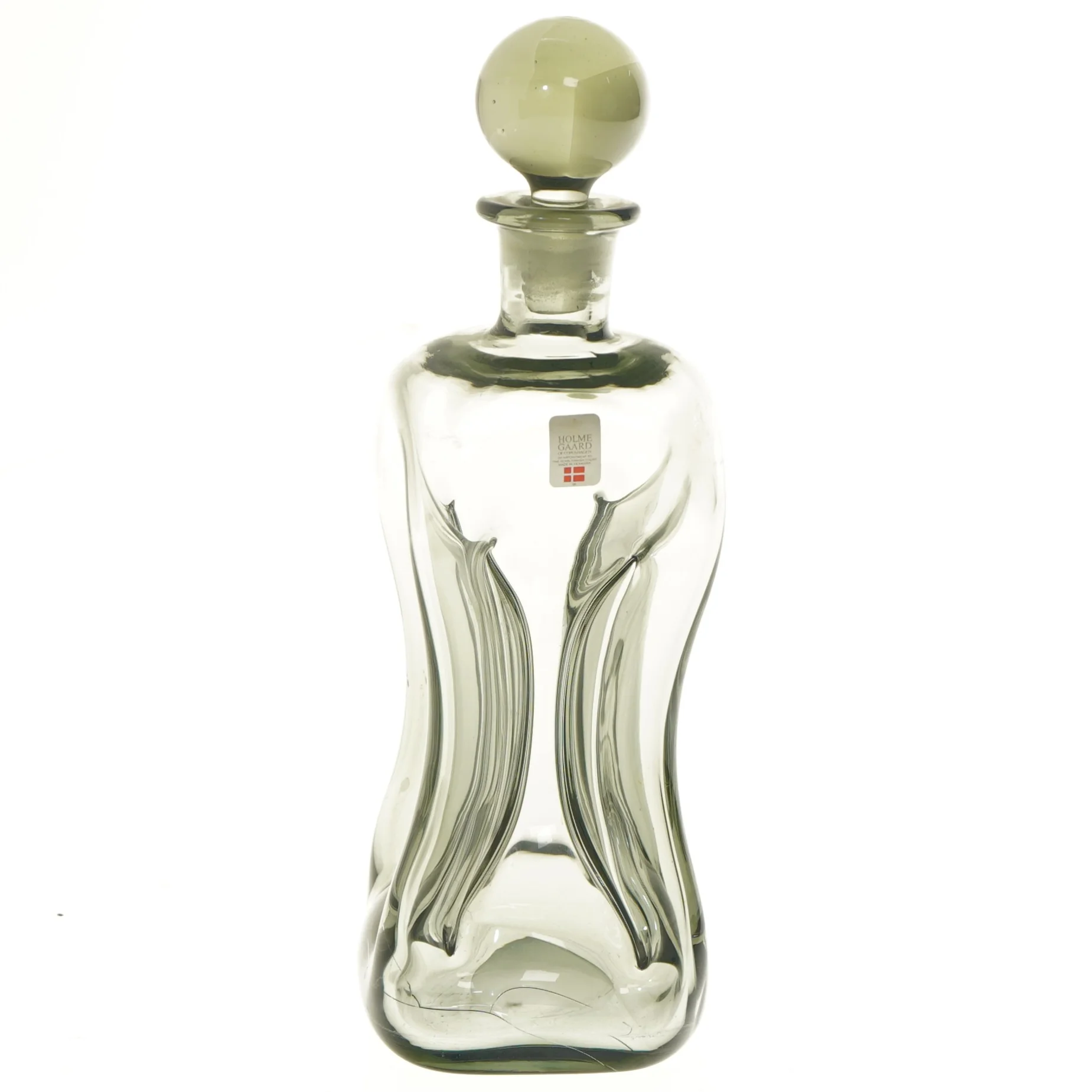 Glaskaraffel (klukflaske) med prop fra Holmegaard (str. 27 cm)