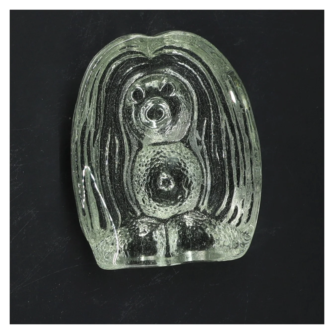 Orrefors bogstøtte i glas by formet som et dyr (str. 10x8 cm)