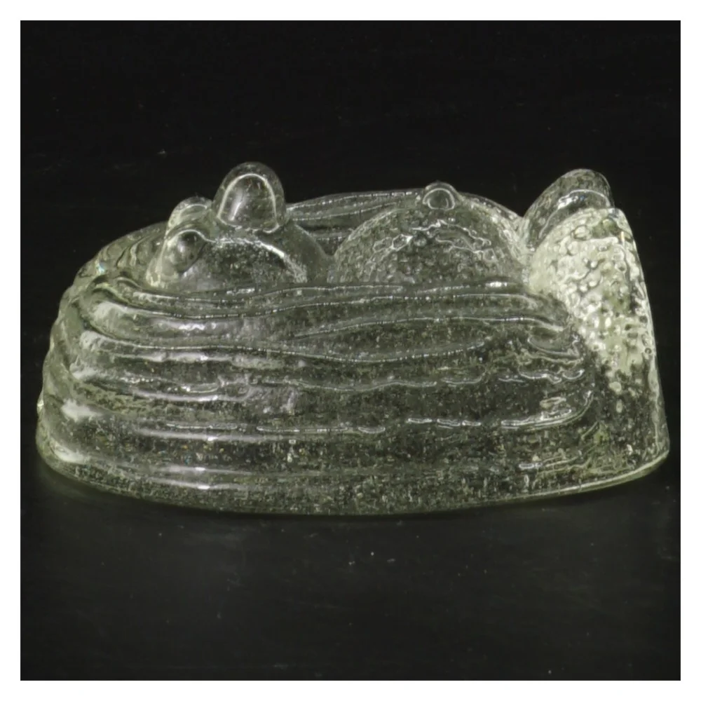 Orrefors bogstøtte i glas by formet som et dyr (str. 10x8 cm)