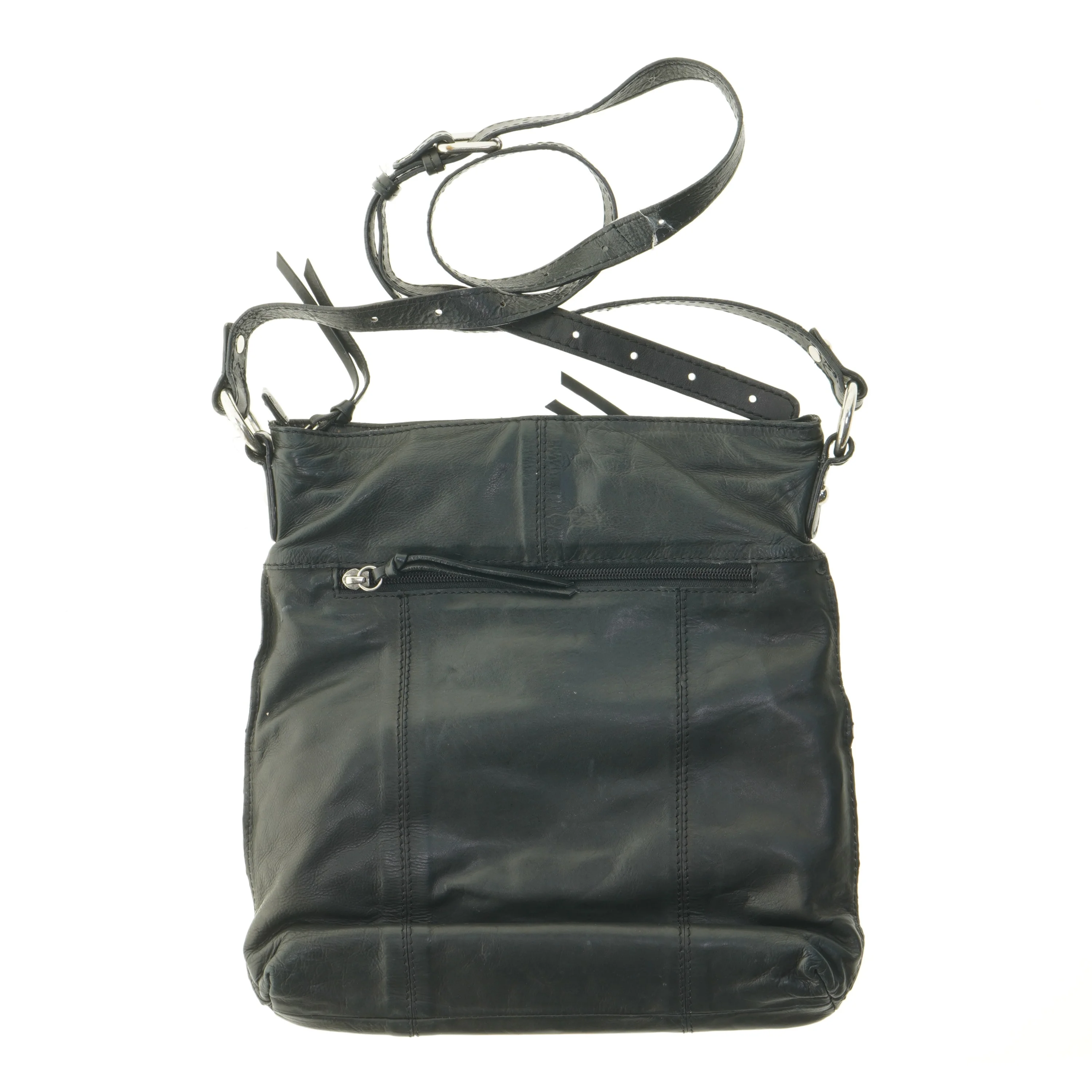 Sort læder skuldertaske fra Belsac Metropol (str. 30x30x8 cm)