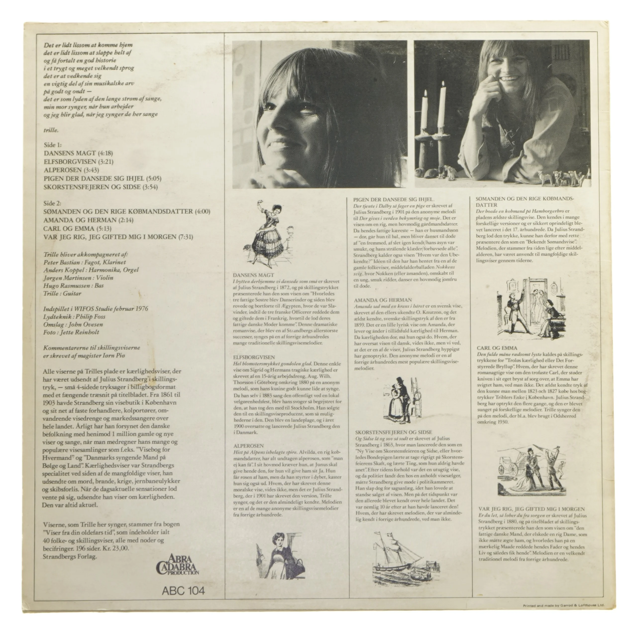 Trille - Viser fra din oldefars tid LP fra Strandbergs Kulturhistoriske Bibliotek