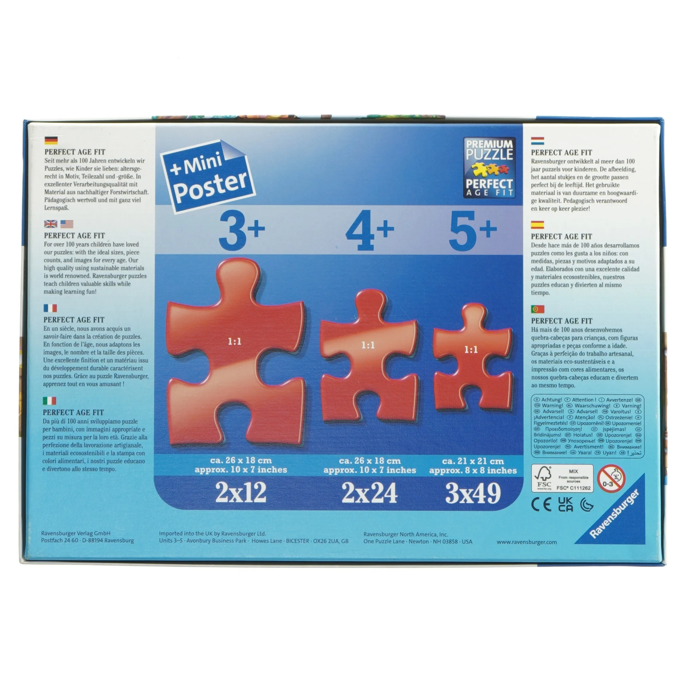 Disney 'Peter Plys' puslespil fra Ravensburger (str. 3 x 49 prikker)