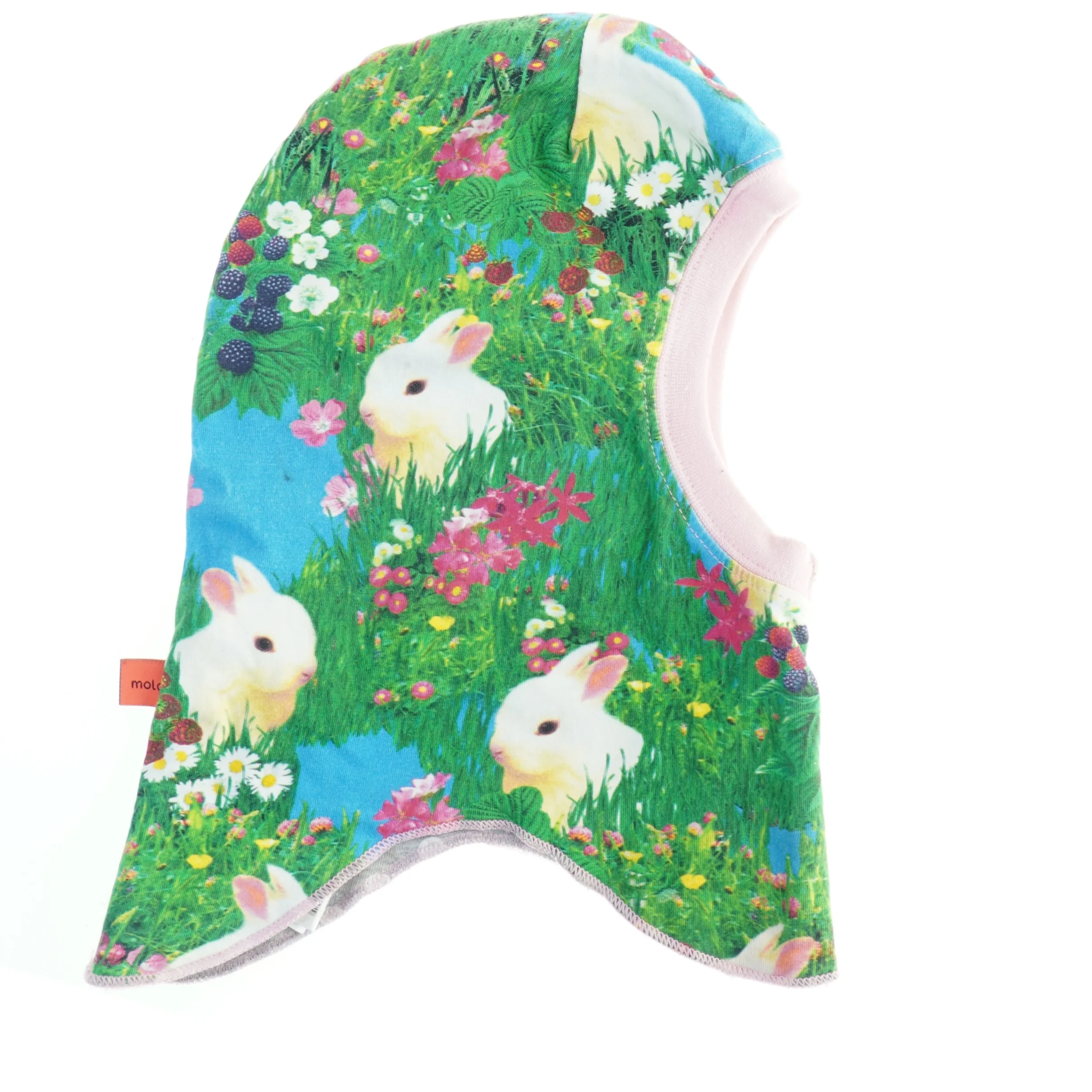 Børnehue med kaninmønster fra Molo (str. 34x24 cm)