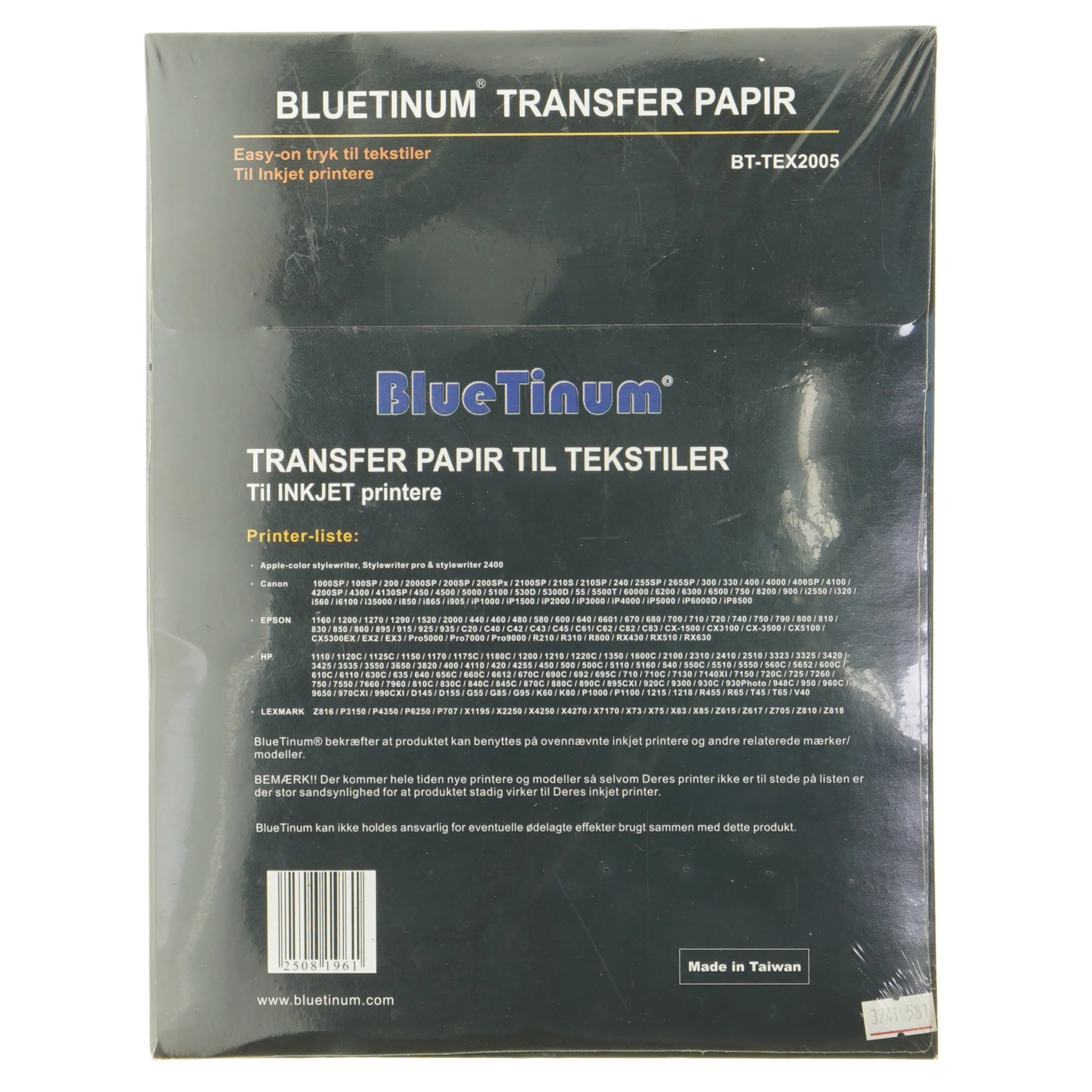 Transferpapir til tekstiler fra BlueTinum