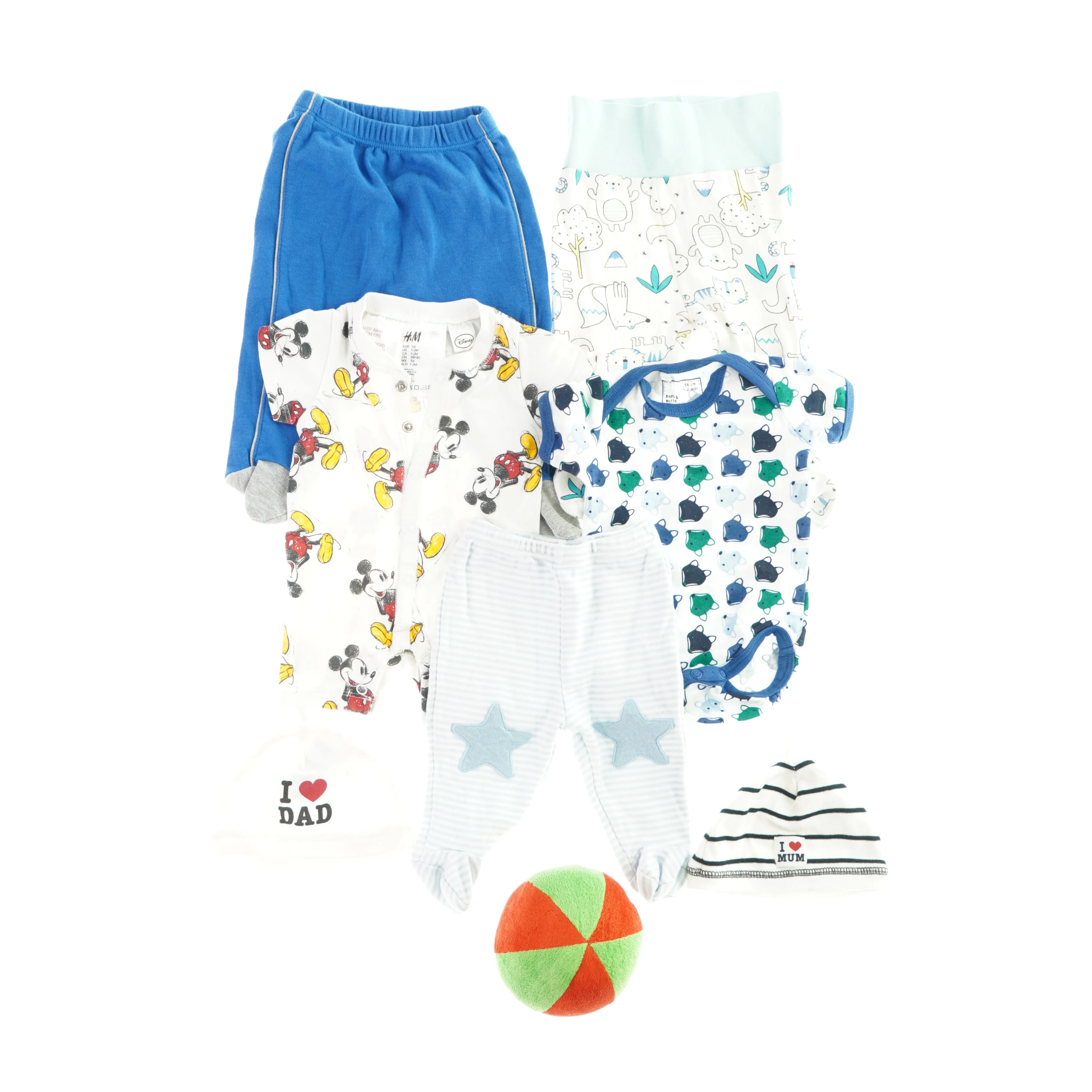 Waterfront Kristendom Plakater Babytøj, 3 bukser, 2 bodystockings, 2 huer og en bold | Orderly.shop