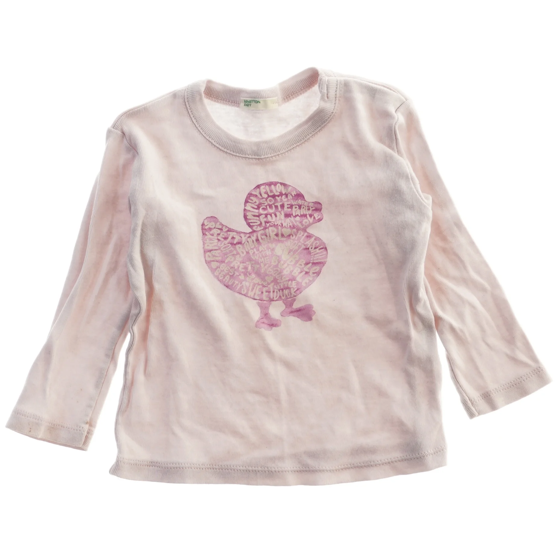 Langærmet babybluse med grafisk motiv fra Benetton (str. 68)