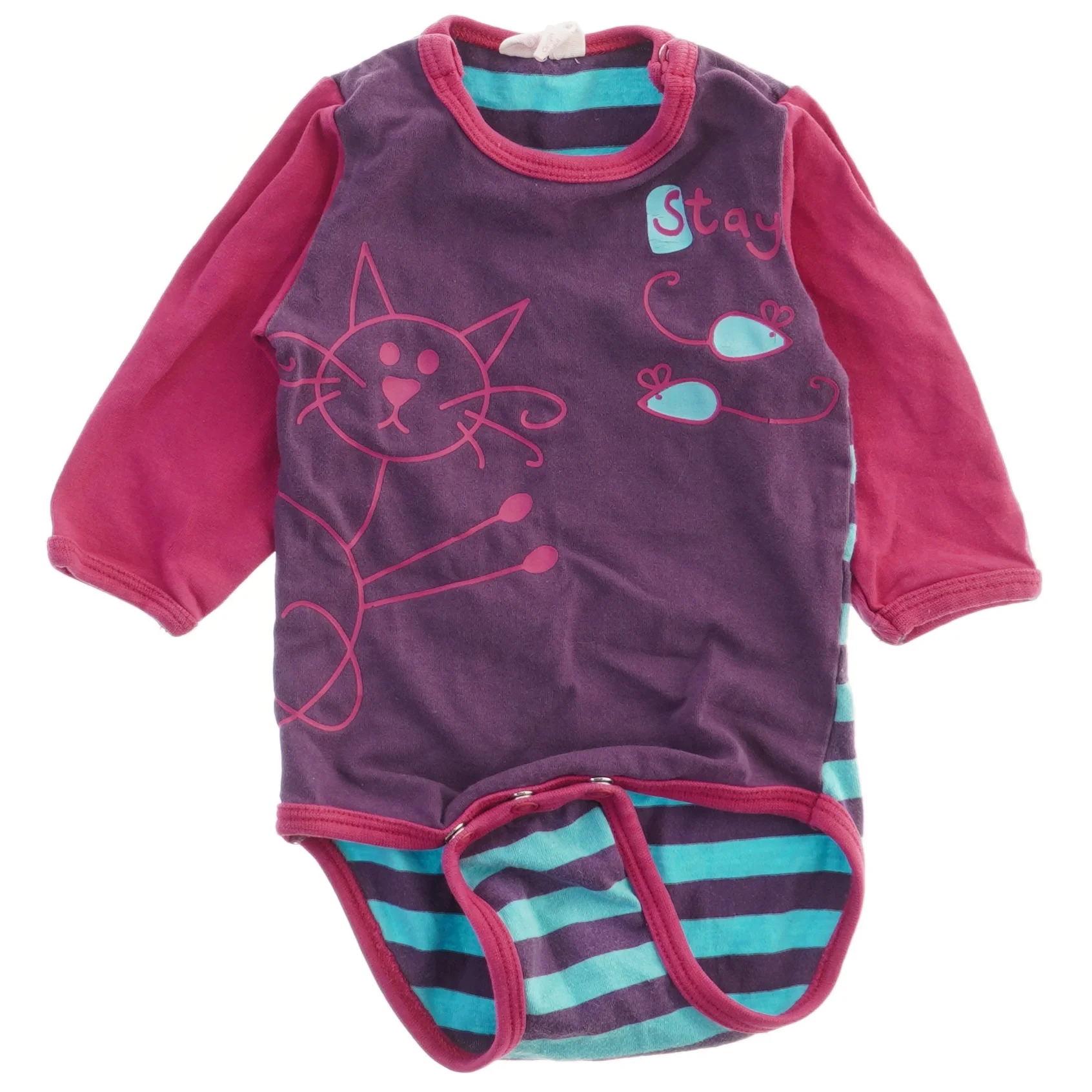 Langærmet body med kattemotiv fra Me Too (str. 62)