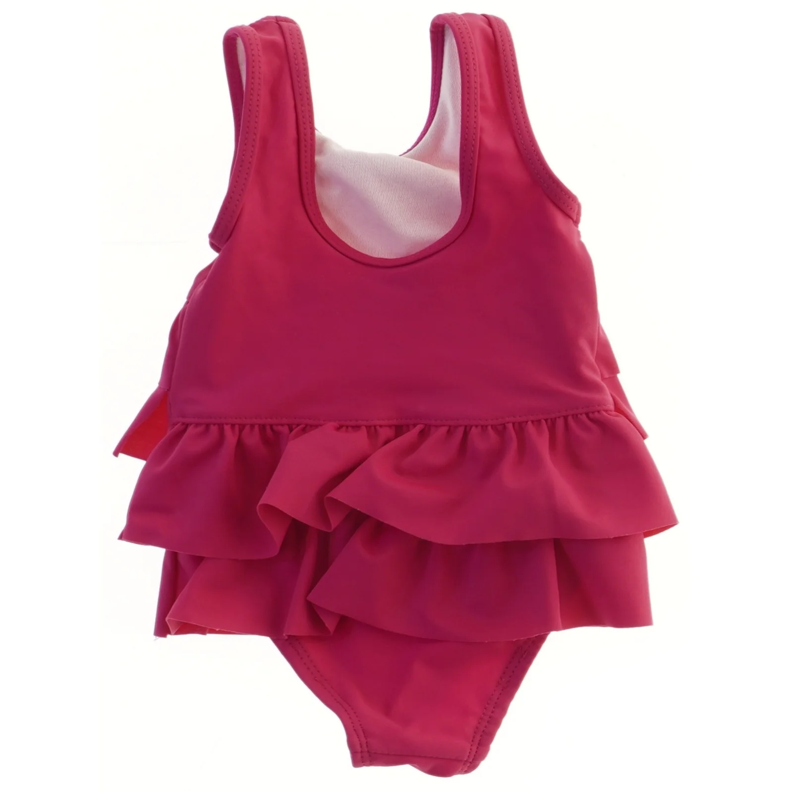 Pink badedragt med flæser (str. 62)