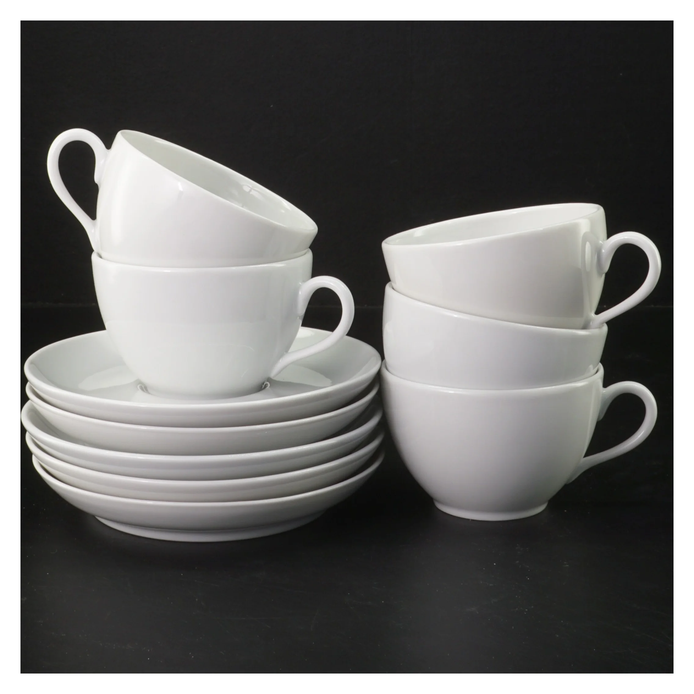 5 stk Pillivuyt Cecil kaffekopper (18 cl) med underkopper.