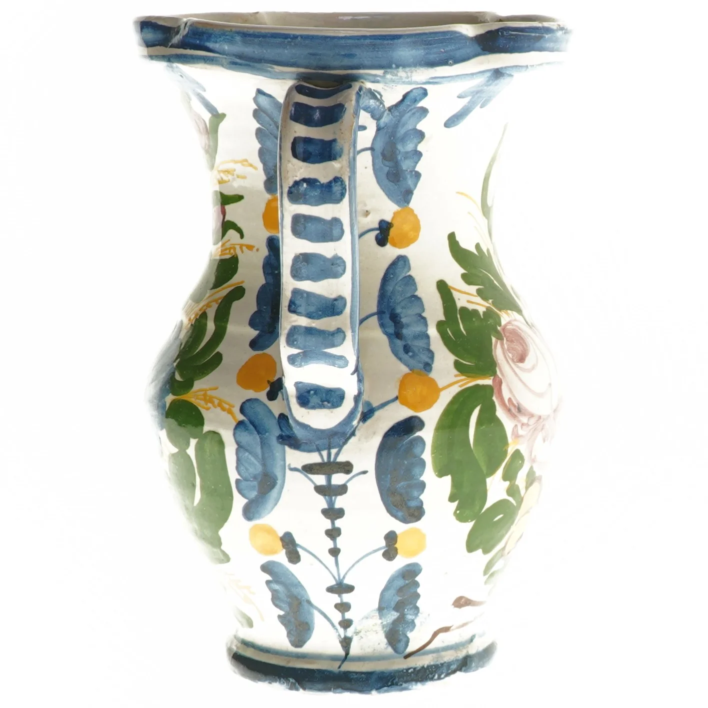 Vintage keramikvase med hanke – håndlavet (str. Ø 11,5x18 cm)