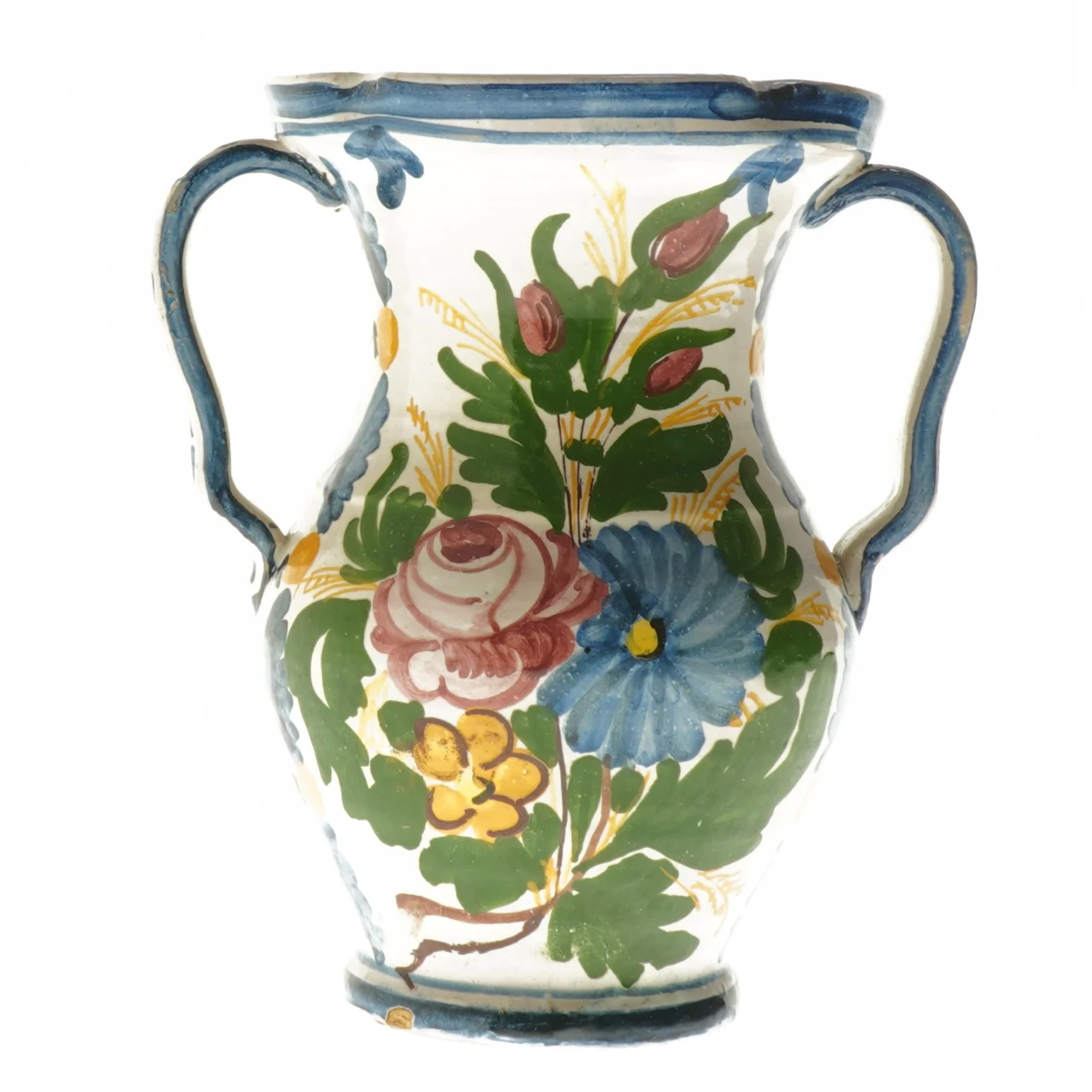 Vintage keramikvase med hanke – håndlavet (str. Ø 11,5x18 cm)