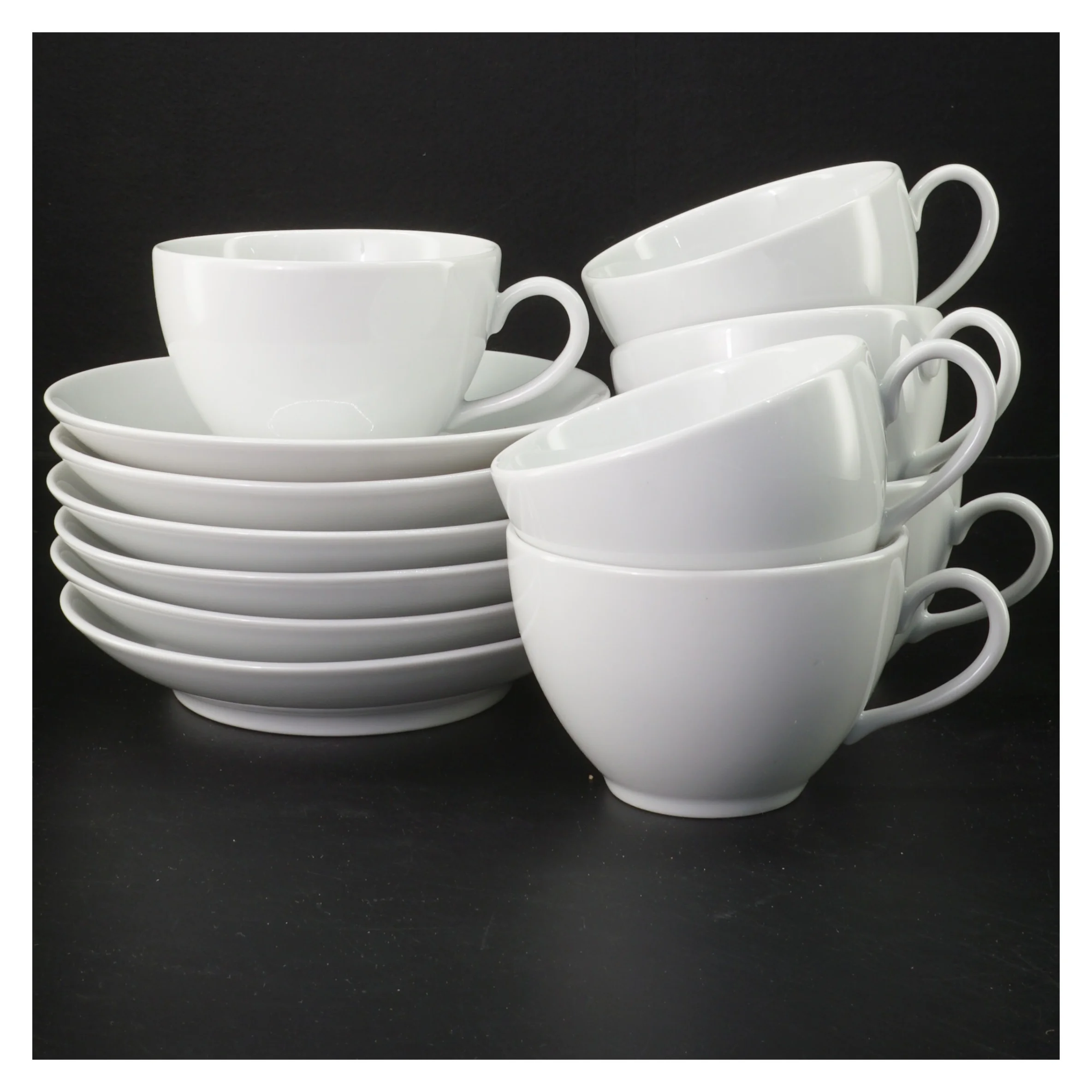 6 stk. Pillivuyt Cecil tekopper 29cl med underkopper