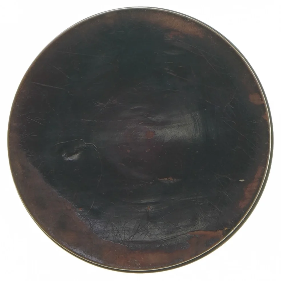 Fin rund vintage trææske med håndbroderet korssting (str. Ø 10,5x4 cm)