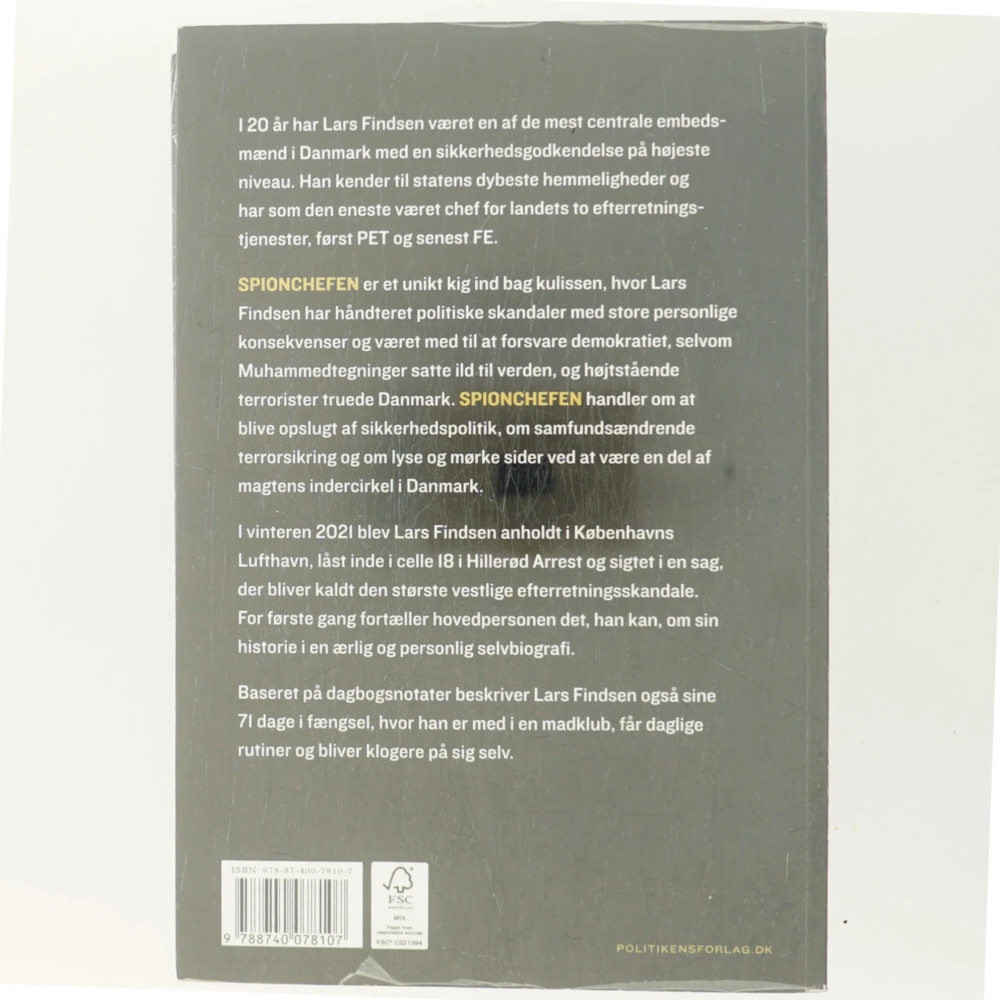 Spionchefen : erindringer fra celle 18 af Lars Findsen (f. 1964-09-17) (Bog)