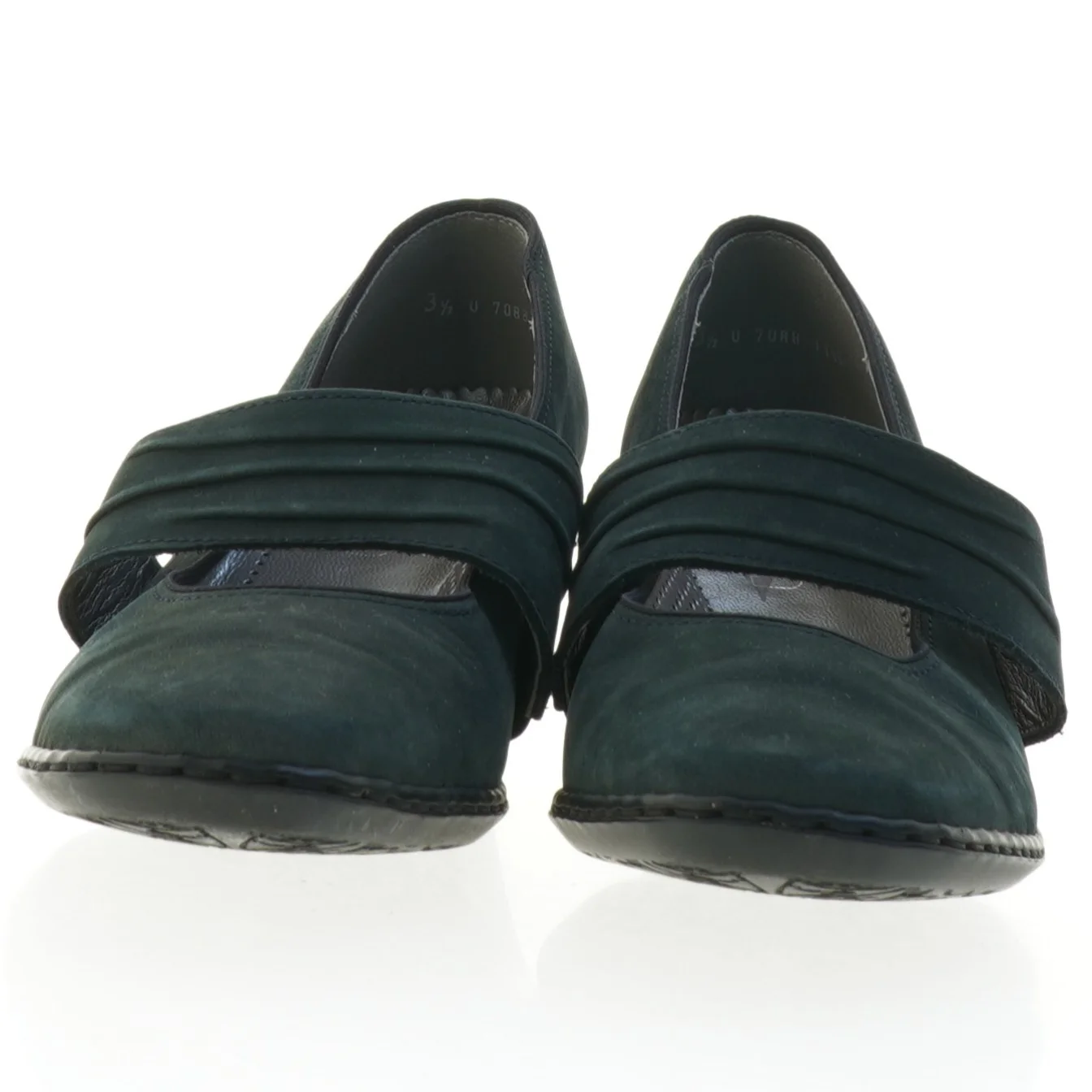 Grønne damepumps med rem (str. 3,5)