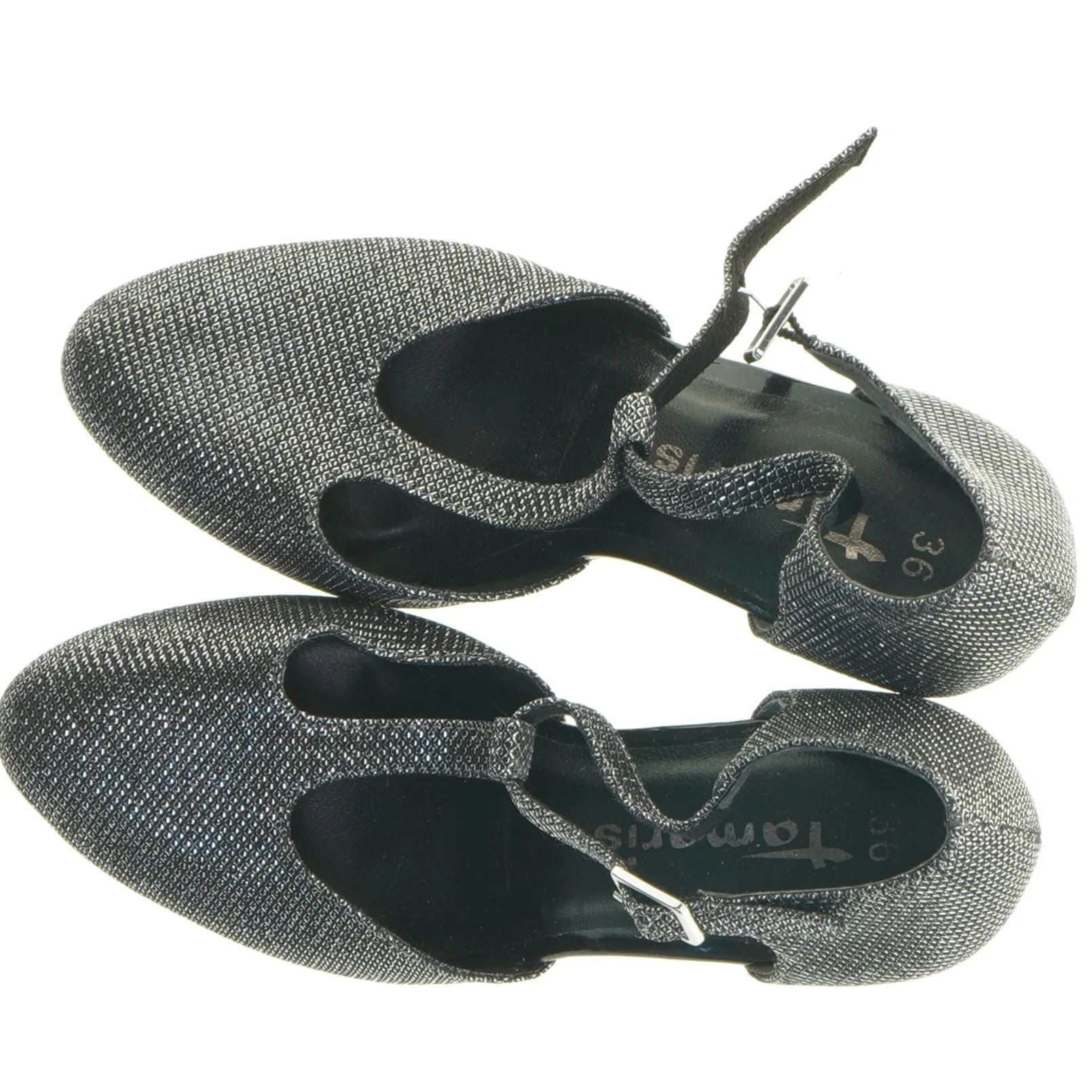 Glitrende stiletter med ankelrem fra Tamaris (str. 36)